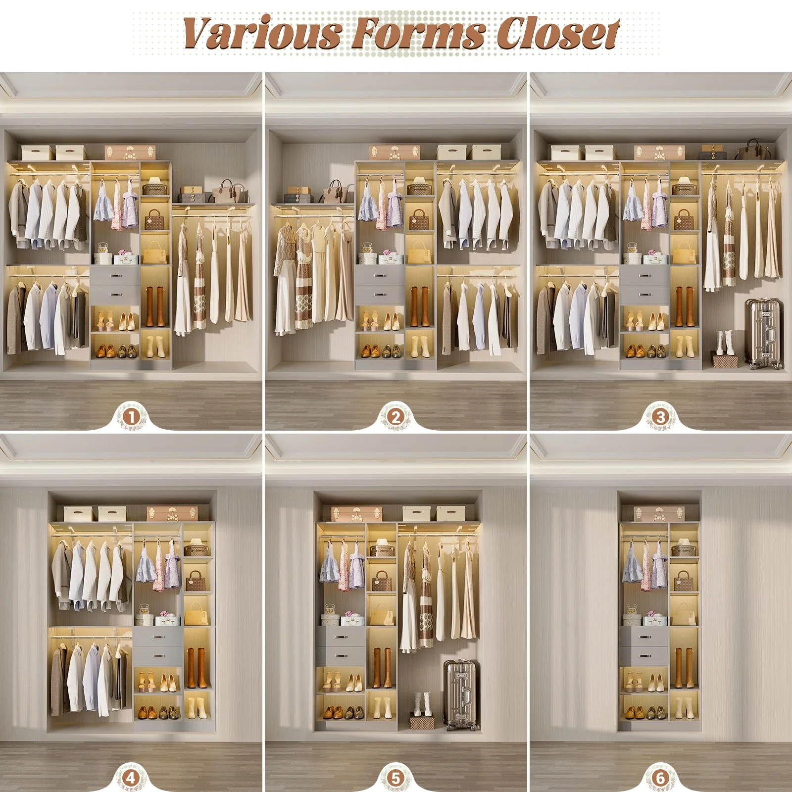 31.5'' to 96'' W Closet Organizer System with Drawers and Tower Shelves for Reach-in and Walk-in Closet