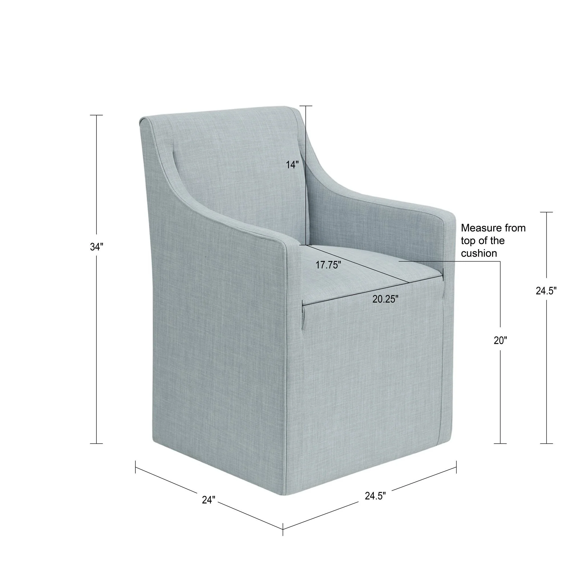 Upholstered Accent Chair with Hidden Casters and Sloped Arms