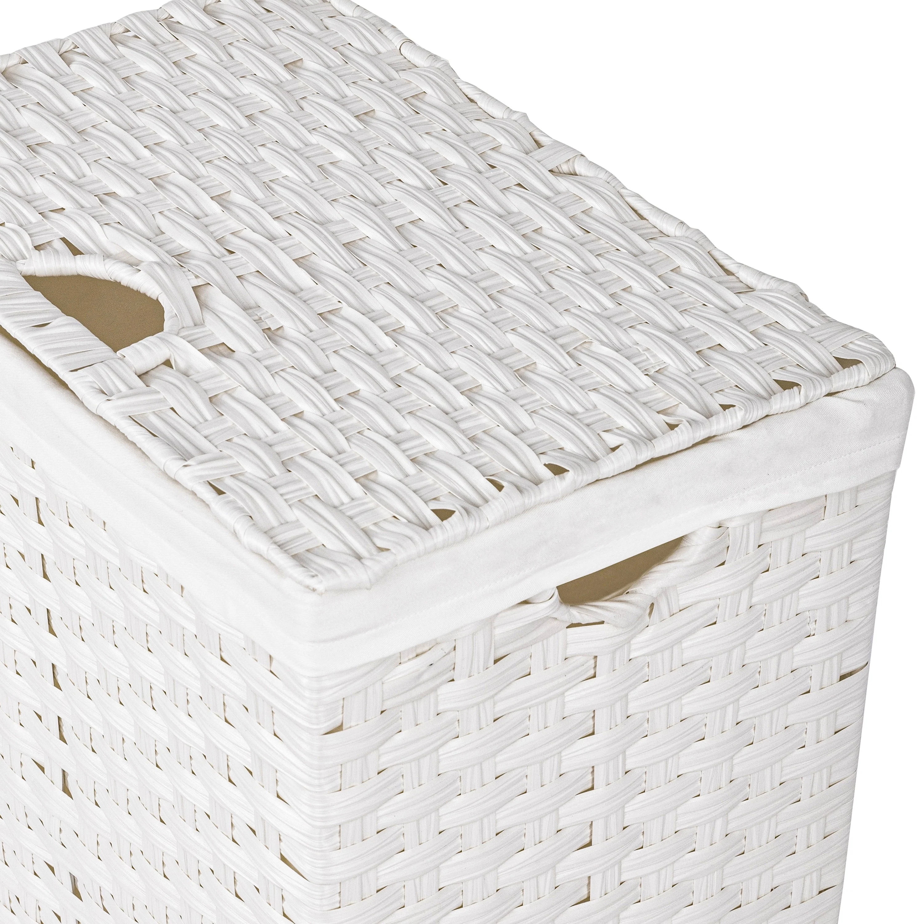 Seville Classics Lidded Foldable Portable Rectangular Laundry Hamper Basket with Washable Liner