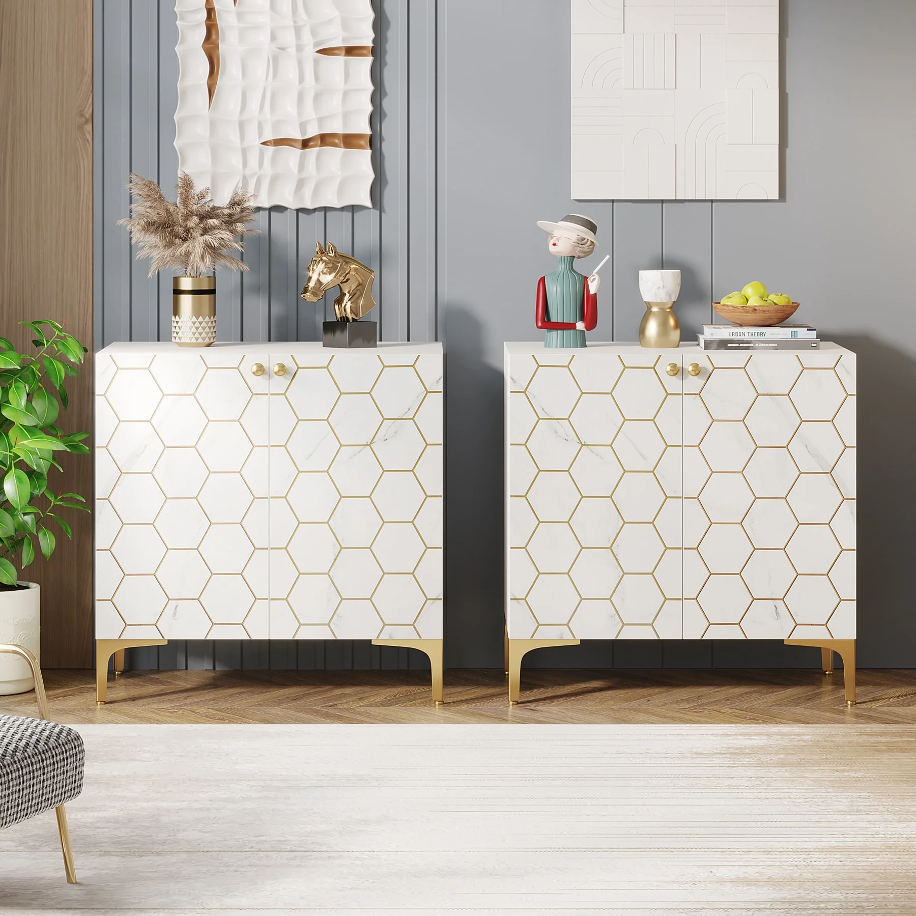 63'' Modern Accent Storage Cabinet with Metal Legs for Living Room Bedroom Kitchen Dining Room