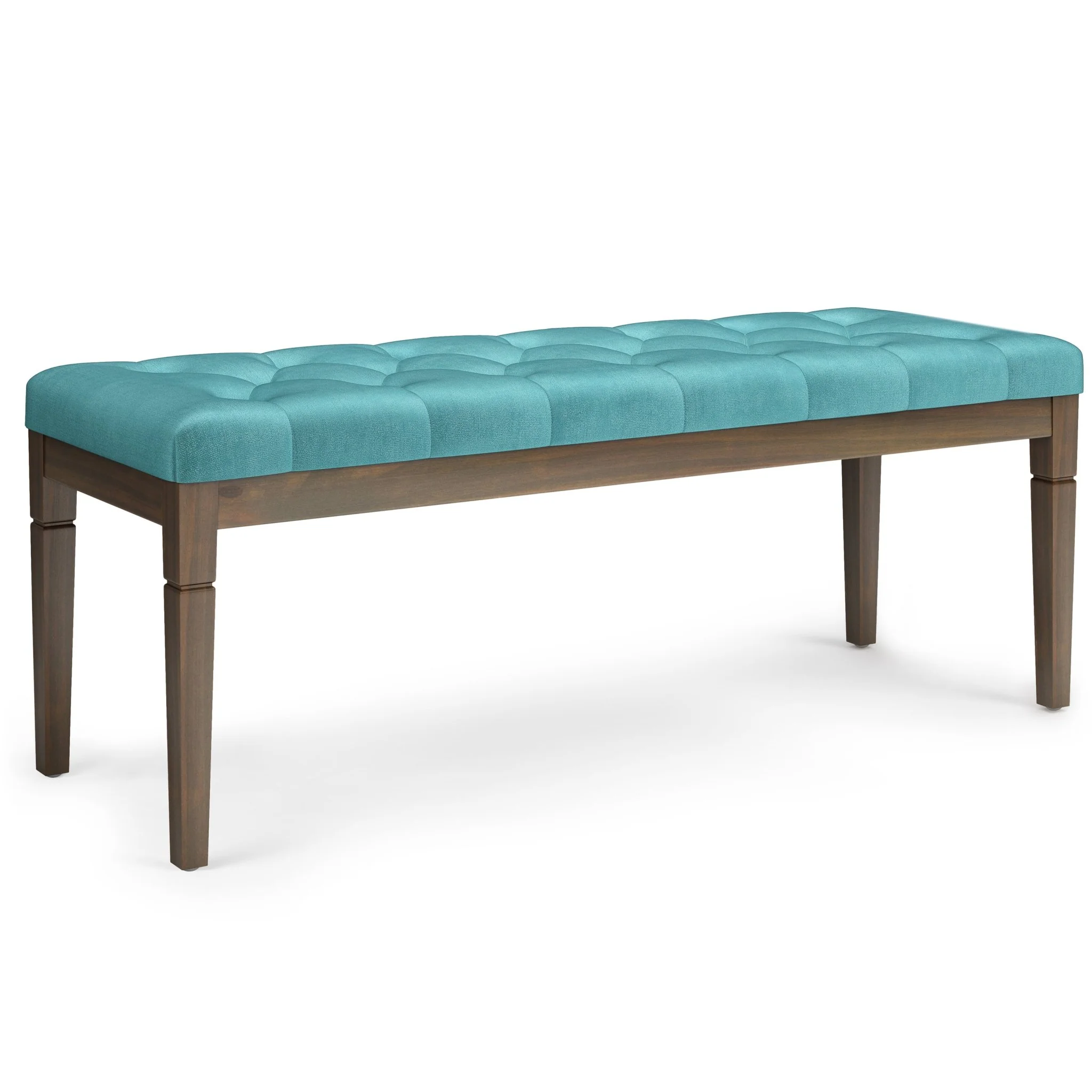 Hushed Upholstered Tufted Ottoman Bench with Carved Legs
