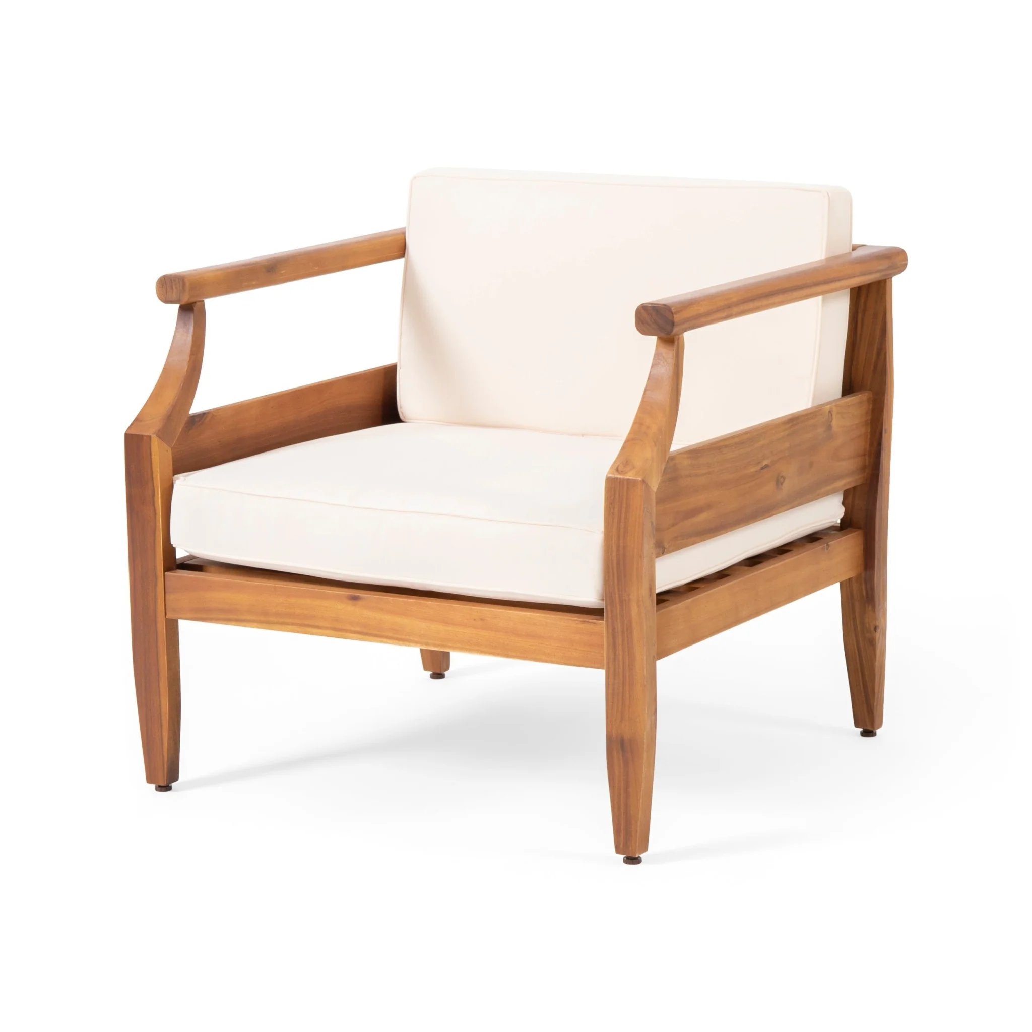 Outdoor Club Chair with Cushion and Wooden Frame