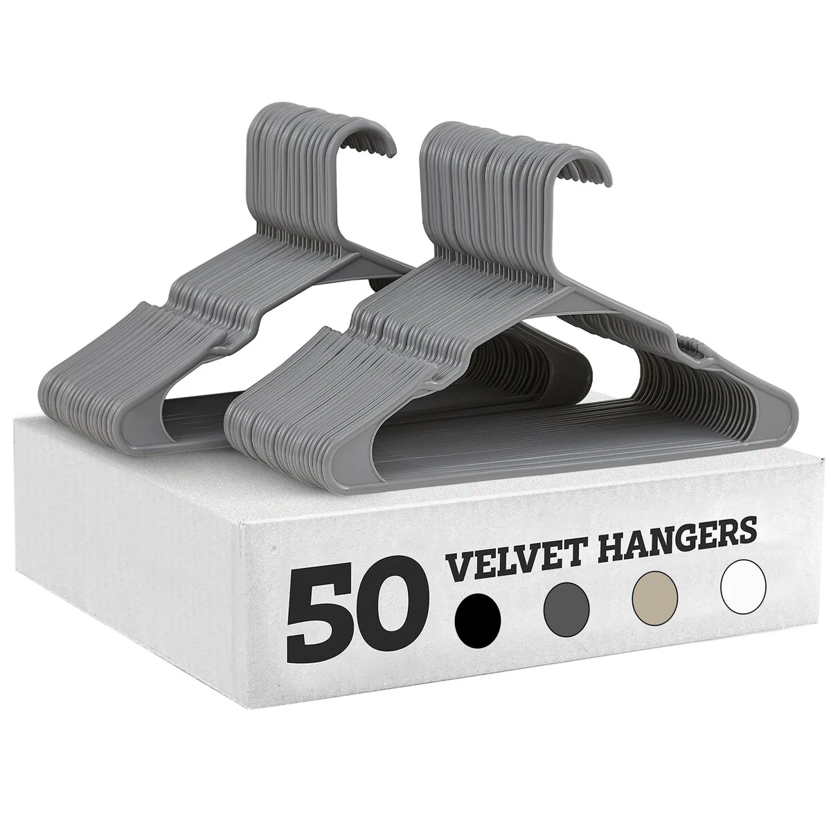 Javlergo 25/50 Pack Plastic Hanger, Space Saving, Sturdy Heavy Duty Clothing Notched Hangers