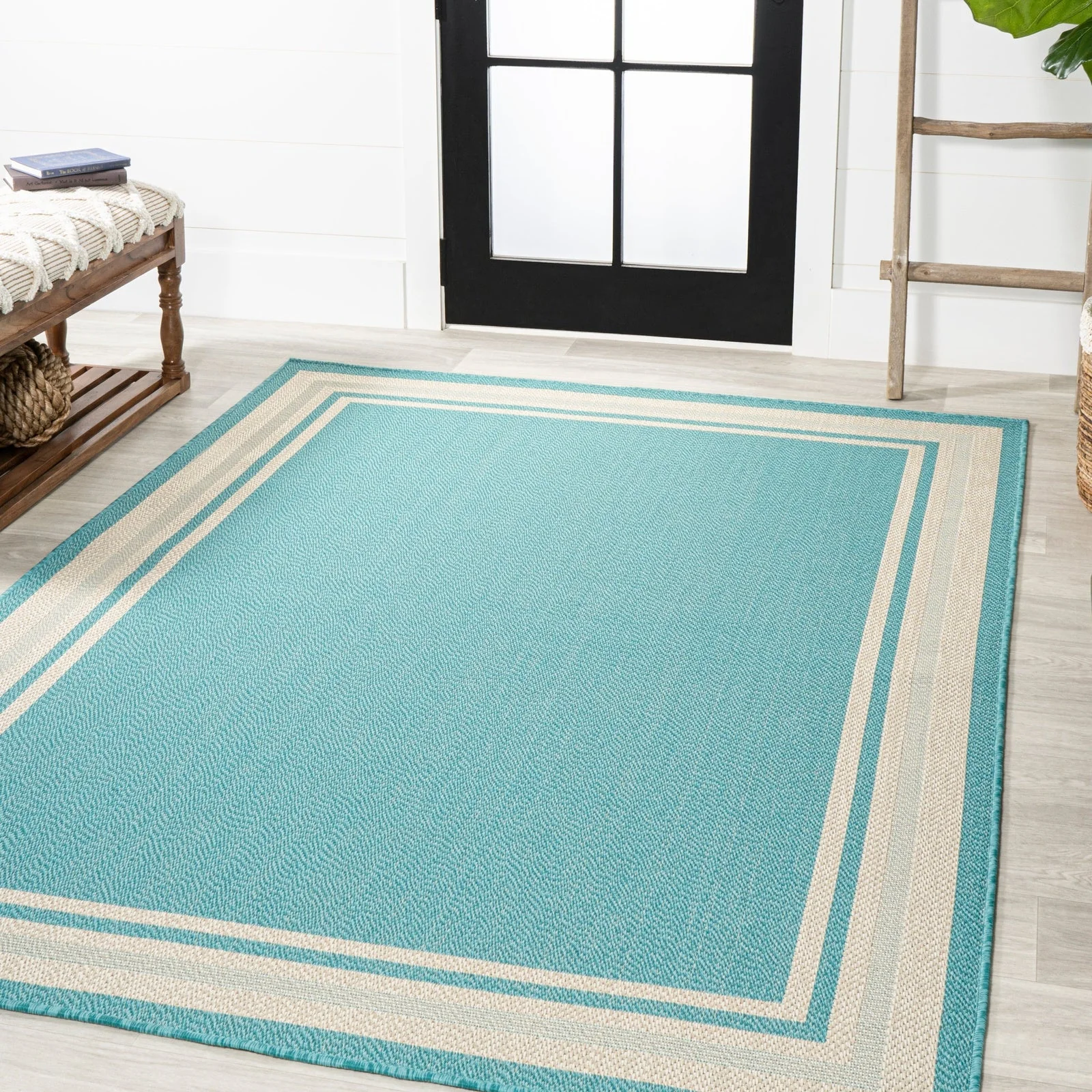 James Modern Border Stripe Indoor/Outdoor Area Rug