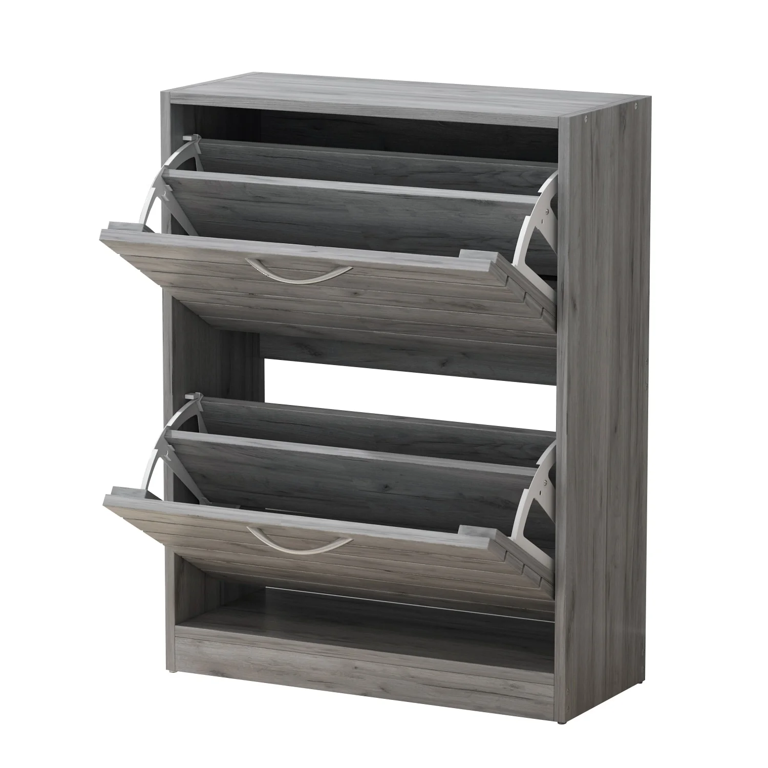 Shoe Storage Cabinet Two Drawer Space Saving Grey/Oak/White Dresser