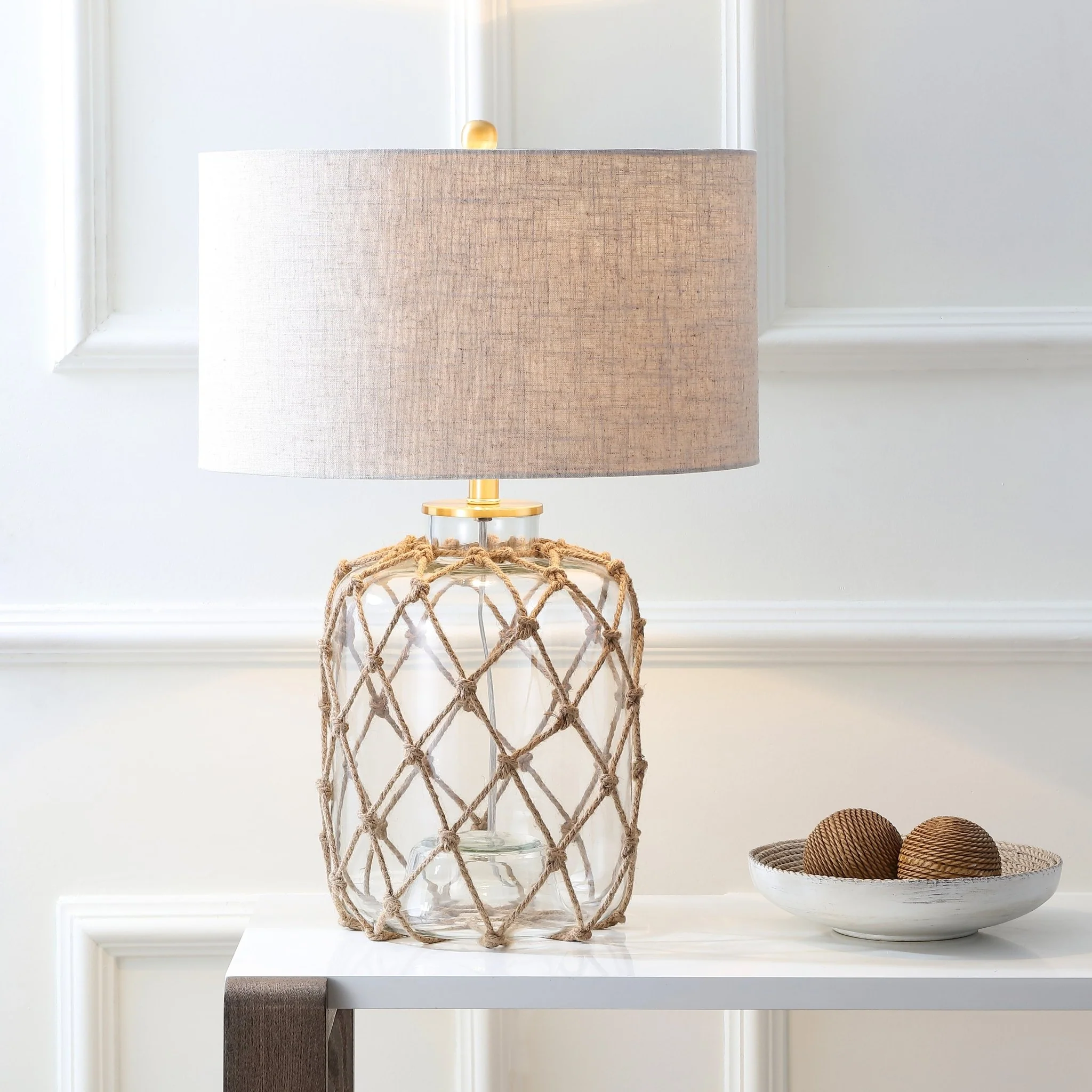 Mer Glass and Rope LED Table Lamp