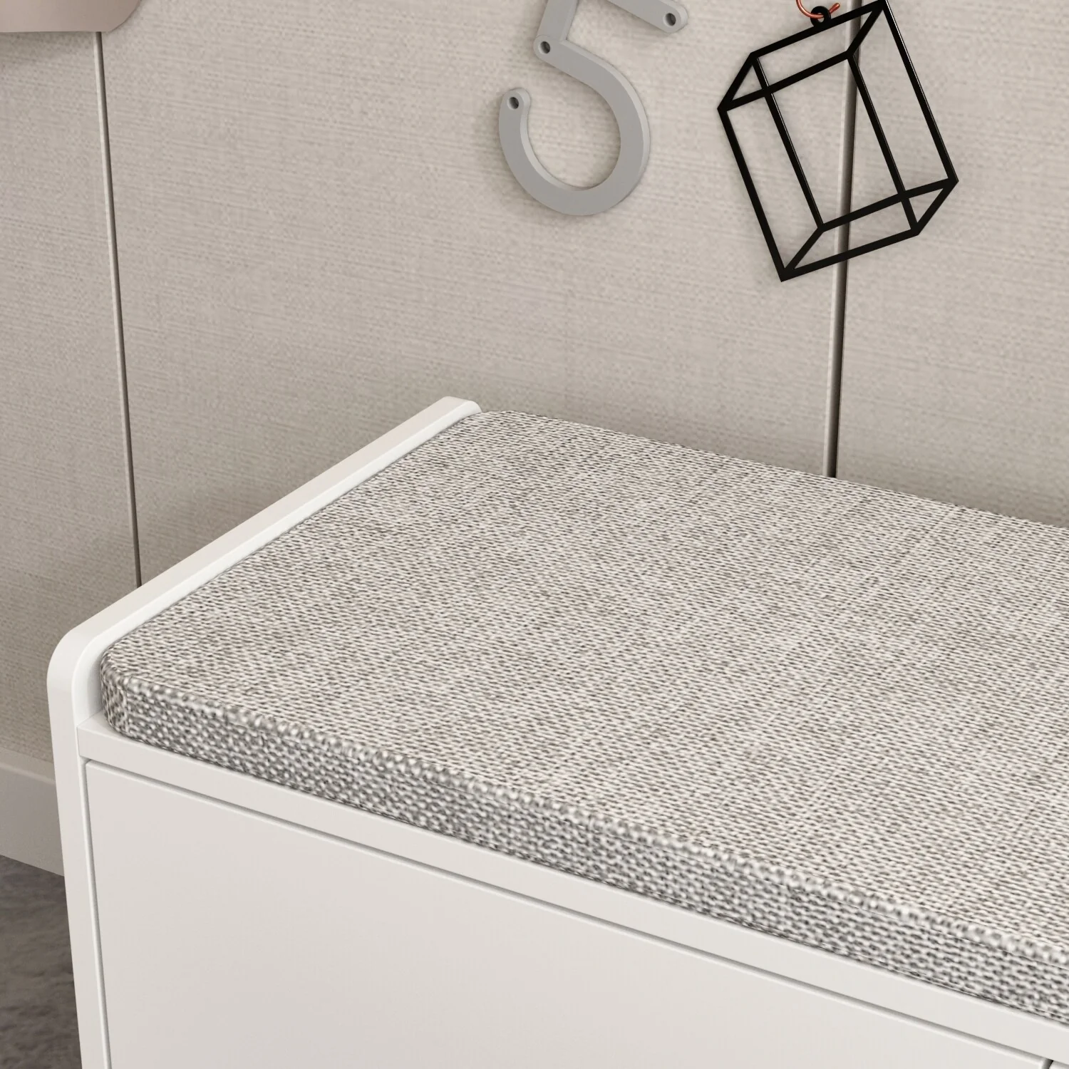 Hallway Shoes Storage Cabinet Bench with 2-Door & Padded Seat Cushion