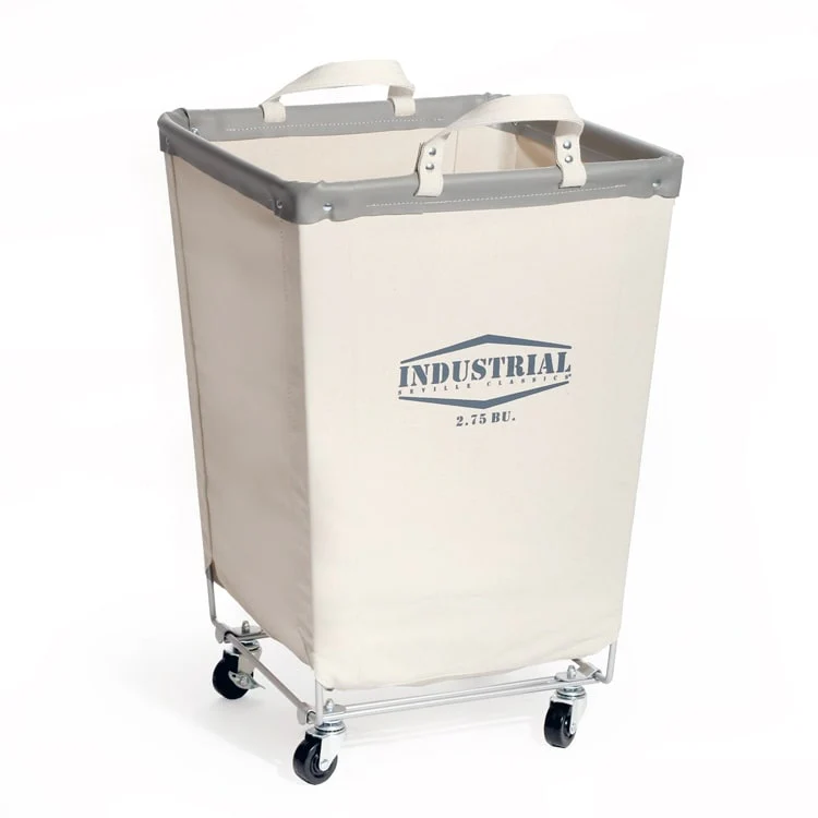 Seville Classics Commercial Heavy-Duty Canvas Laundry Removable Basket Hamper with Wheels, 18.25