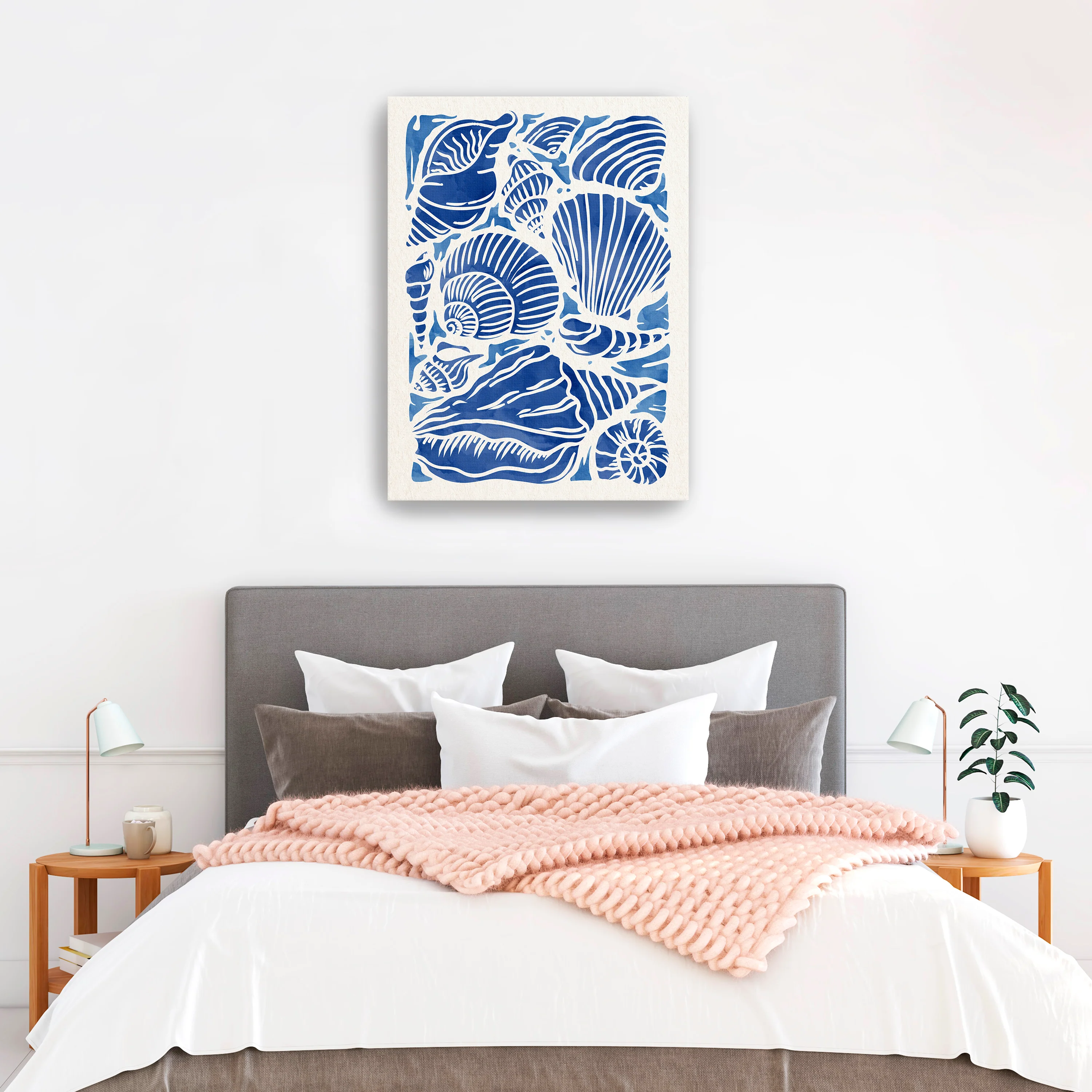 Blue Seashell Canvas Giclee