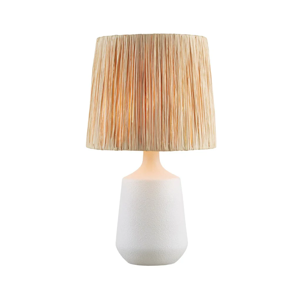 Table Lamp with Ceramic Base and Raffia Shade