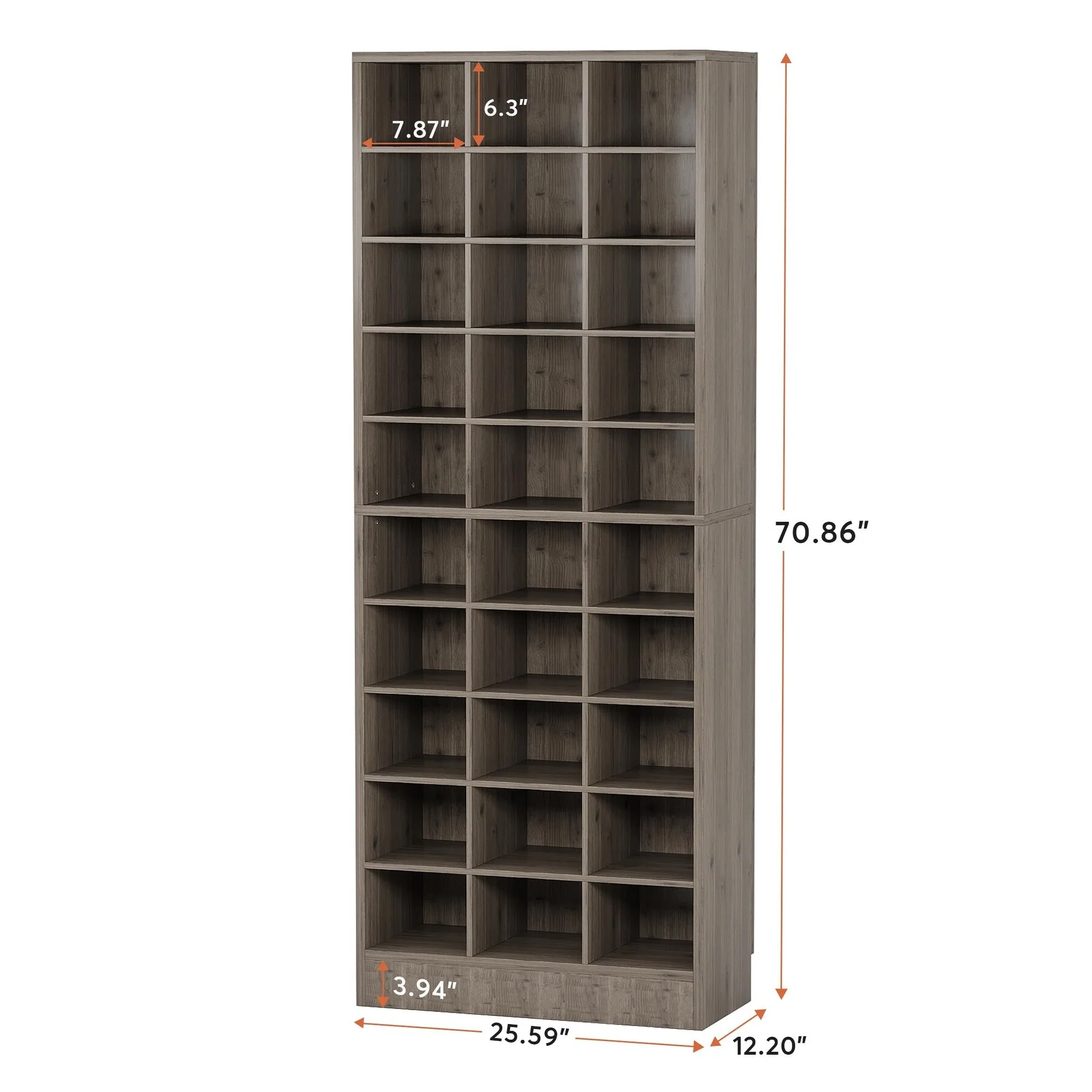 70.9 Inches Tall Wood Shoe Storage Cabinet with 30 Cubbies - 10-tier