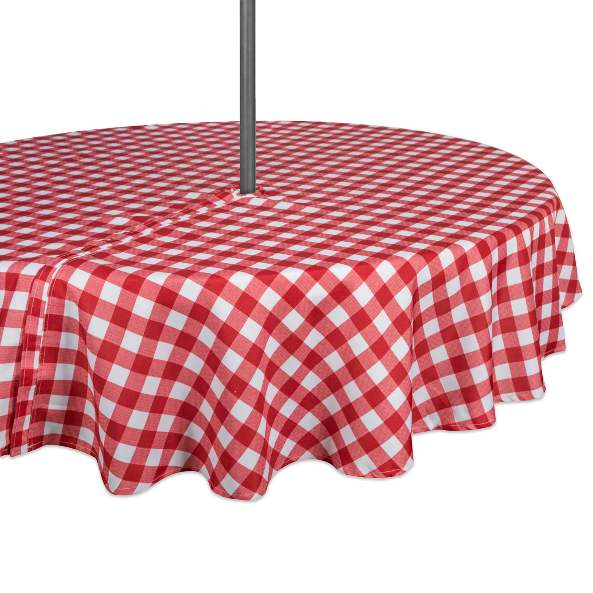 Tango Red Check Outdoor Tablecloth With Zipper