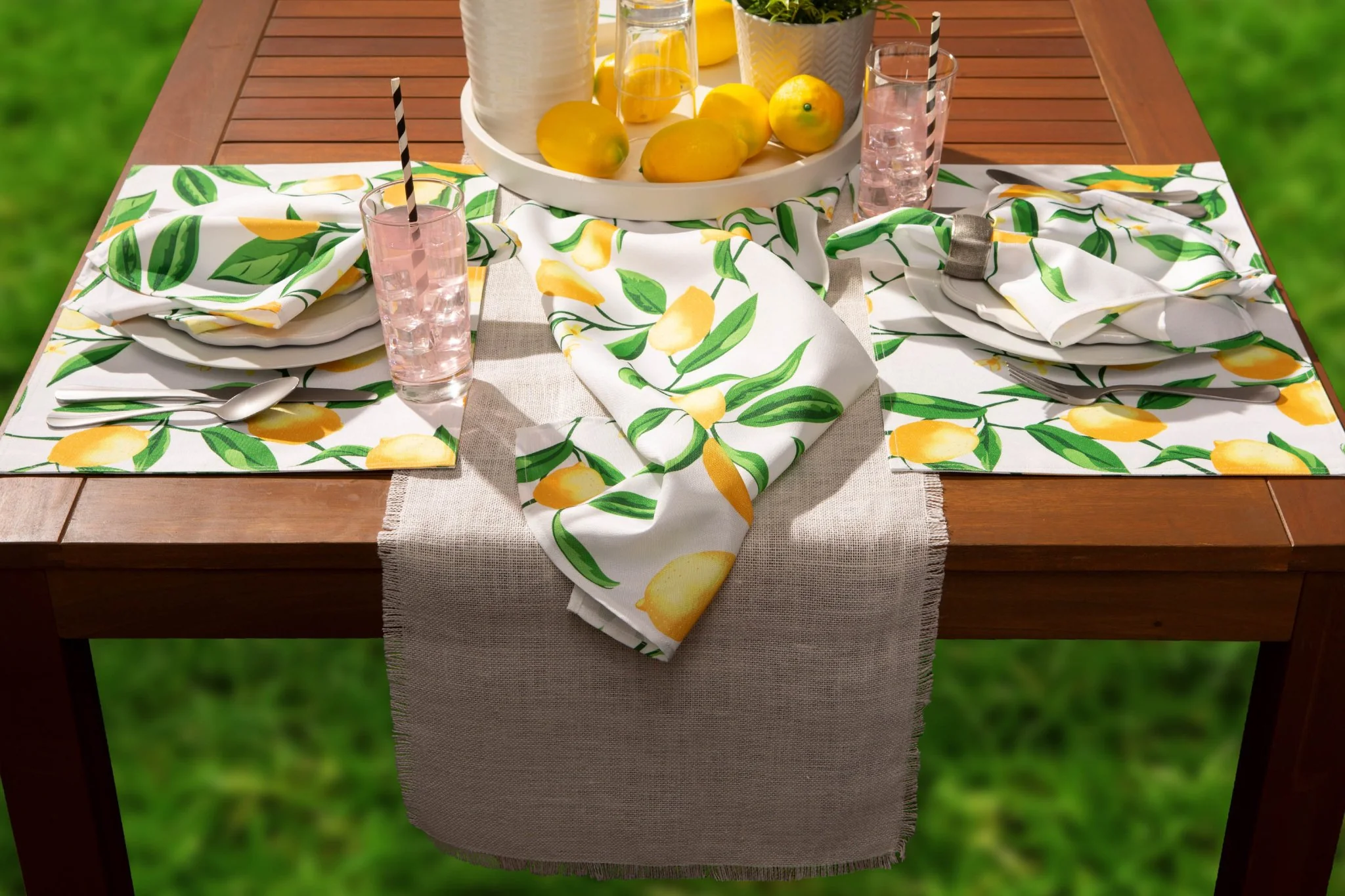 Lemon Bliss Print Outdoor  Placemat, Set Of 6