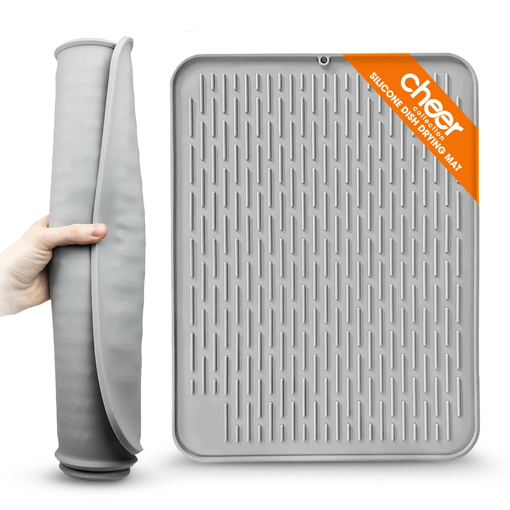 Cheer Collection Silicone Large Dish Drying Mat for Kitchen Counter