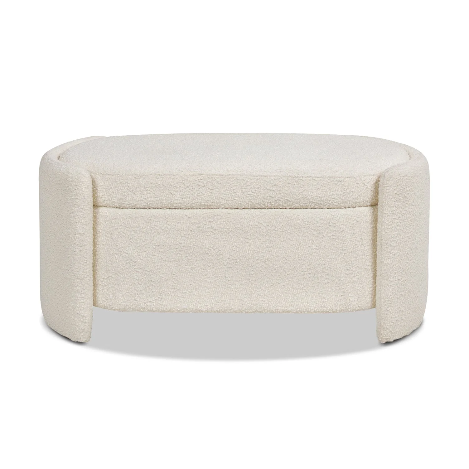 Oval Lid-Up Upholstered Storage Bench with 3 Compartments