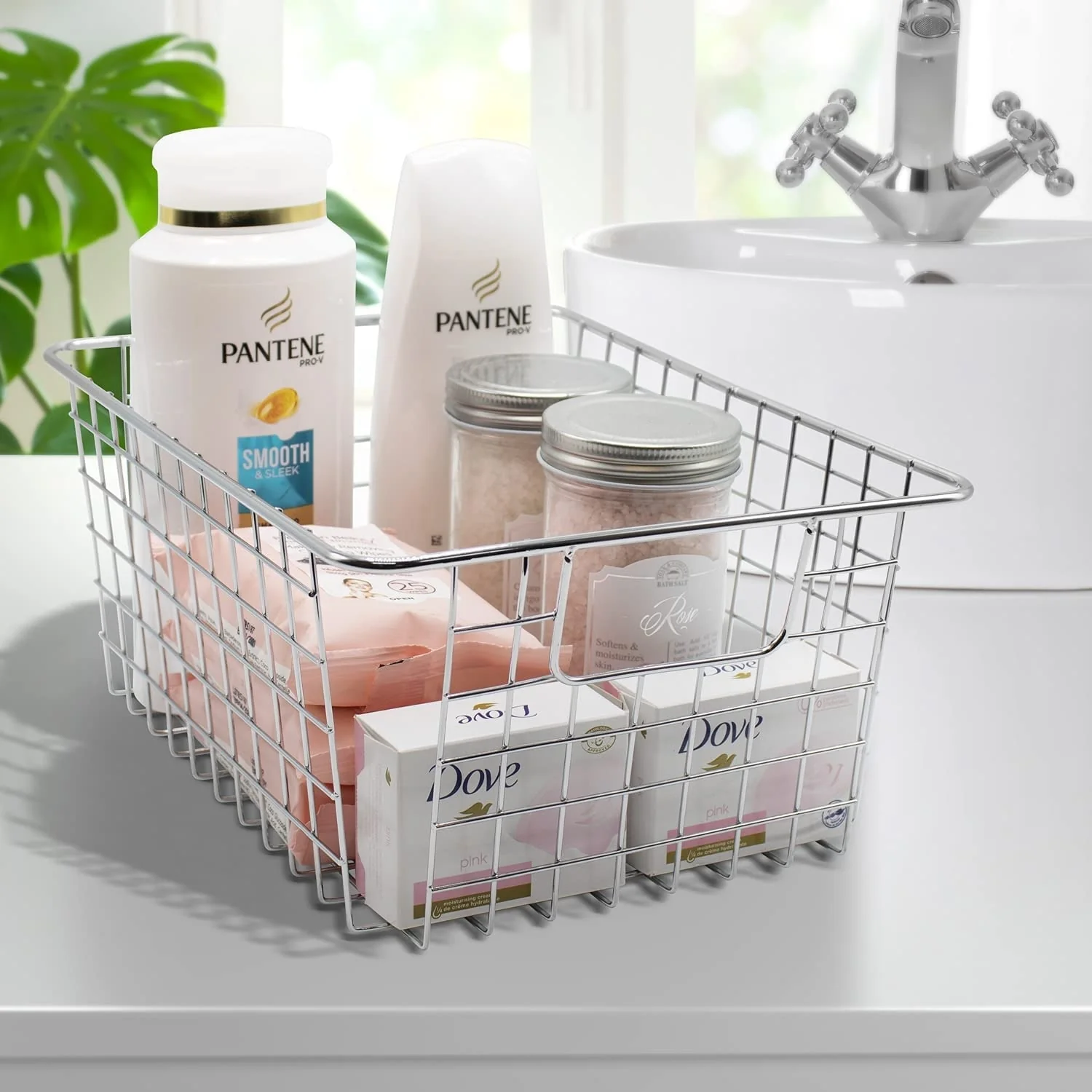Stackable Baskets Storage Bin Metal Wire Organizers Iron (2-Pack) - 2-Pack