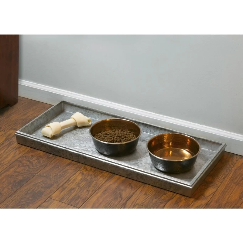 Double Circles Boot Tray for Boots, Shoes, Plants, Pet Bowls, and More, Dark Zinc, Gray Finish by Good Directions