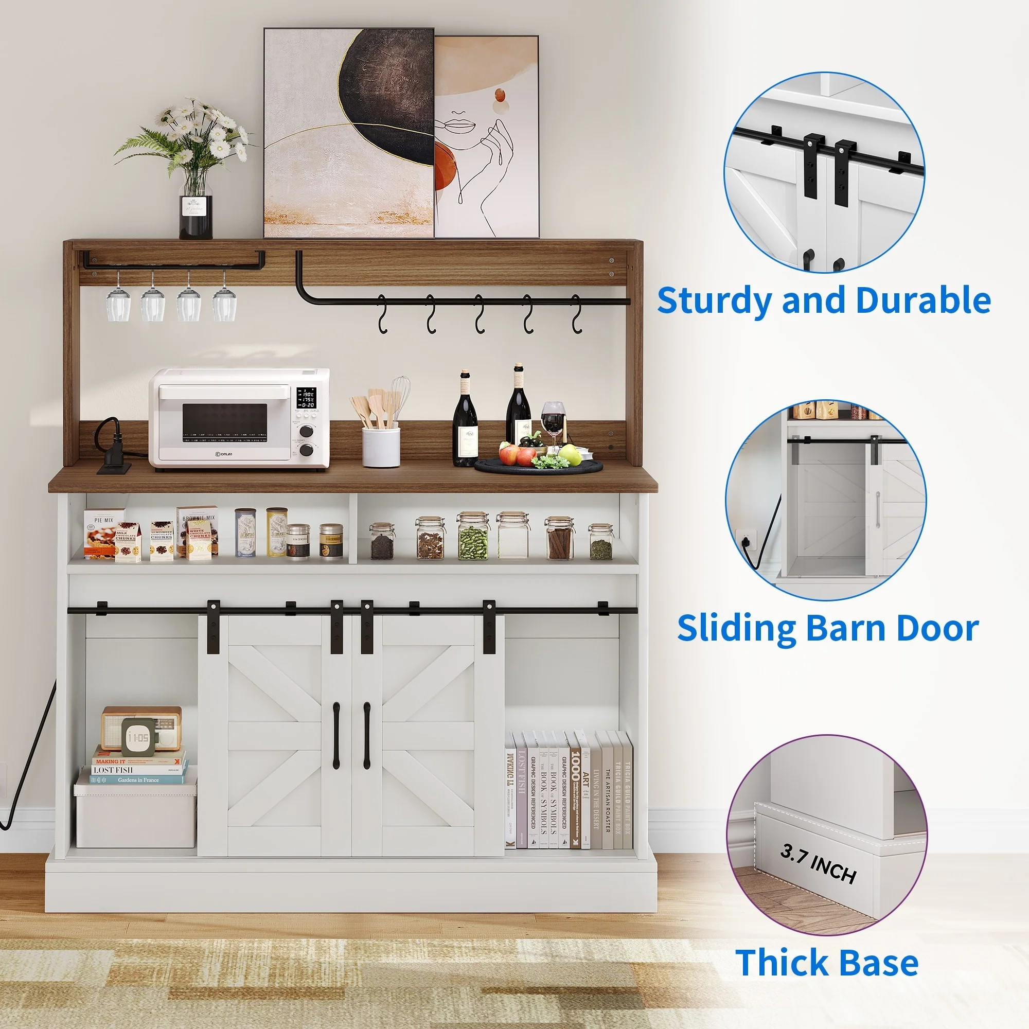 Moasis Farmhouse Coffee Bar Cabinet - 15.1