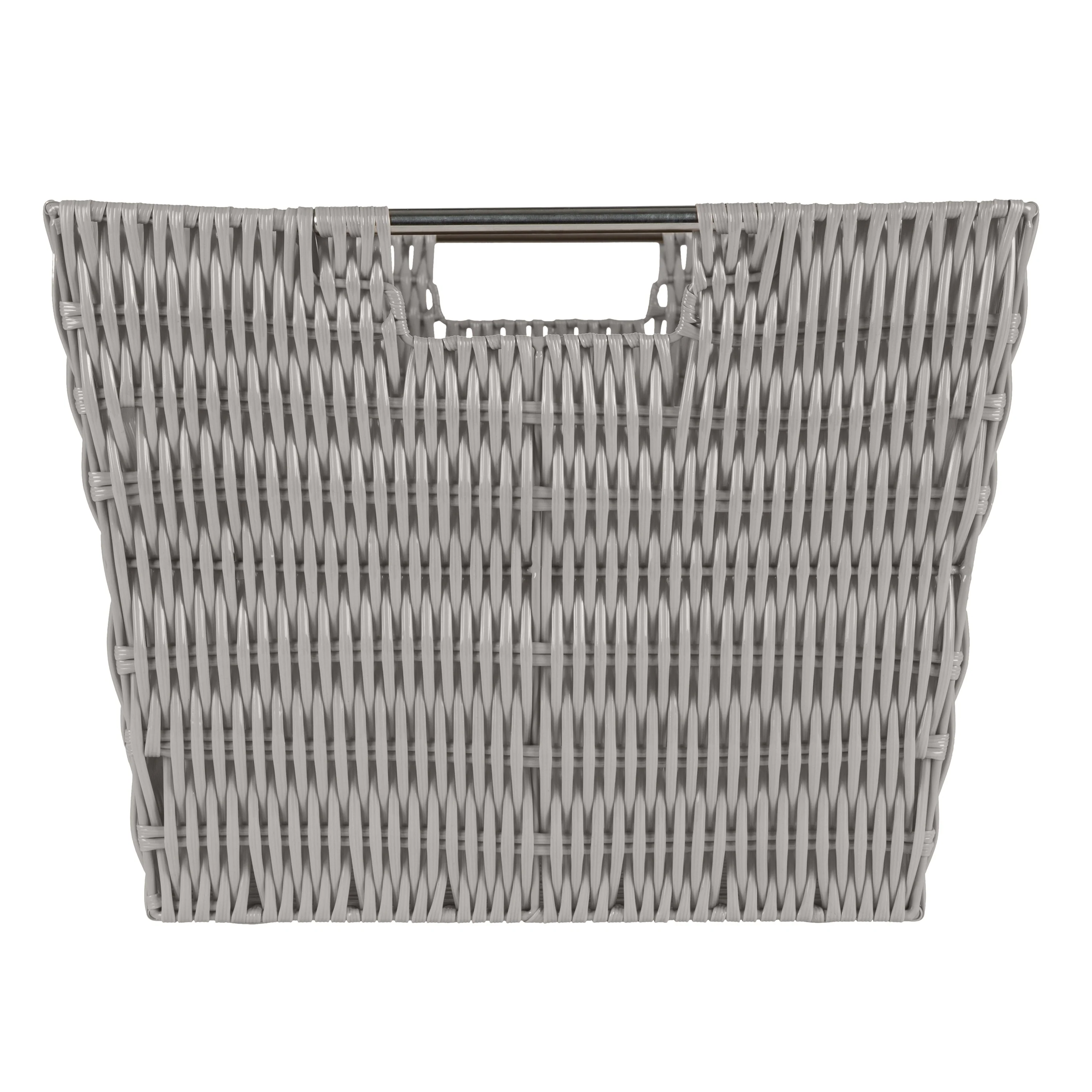 Simplify Large Rattan Storage Tote Basket in Charcoal