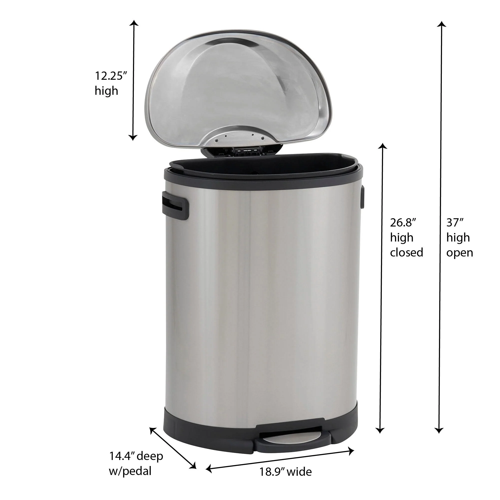Household Essentials Stainless Steel Step Trash Can with Plastic Liner