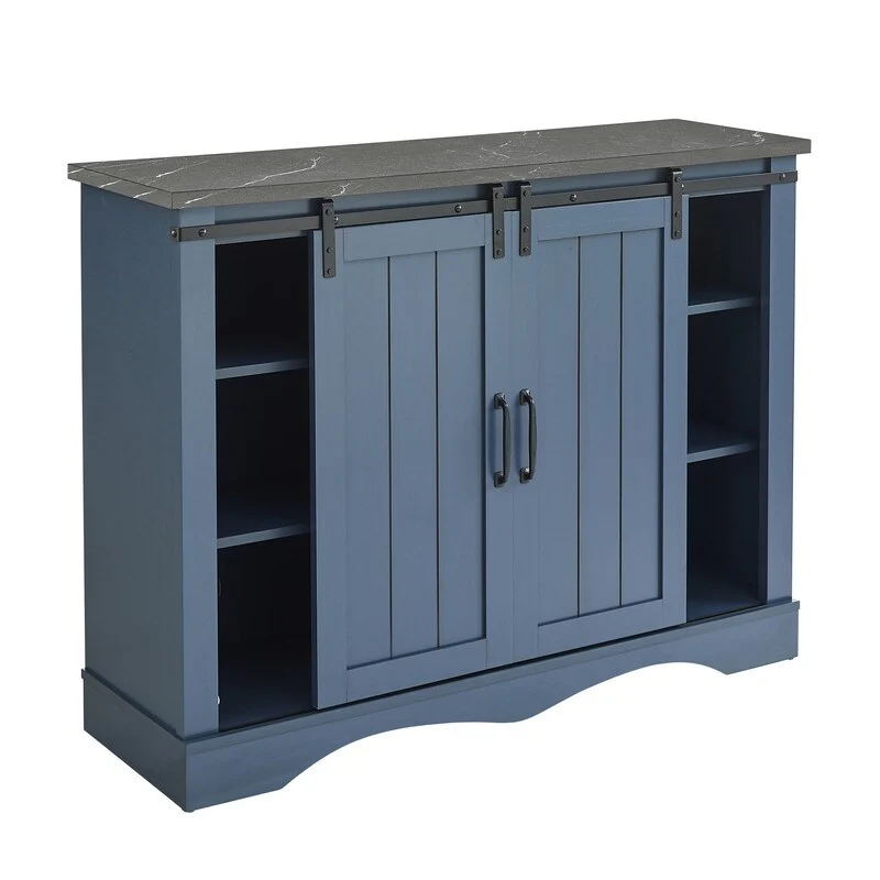 Rustic 47-inch Bar Cabinet with Sliding Barn Door