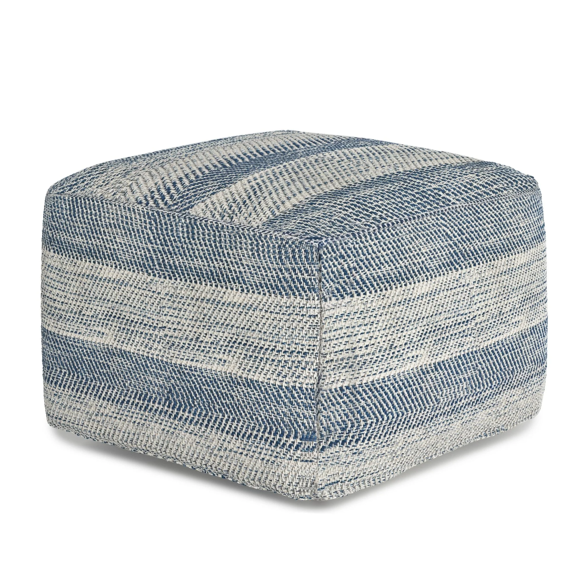 Axis Cotton Square Pouf with Woven Patterned Melange