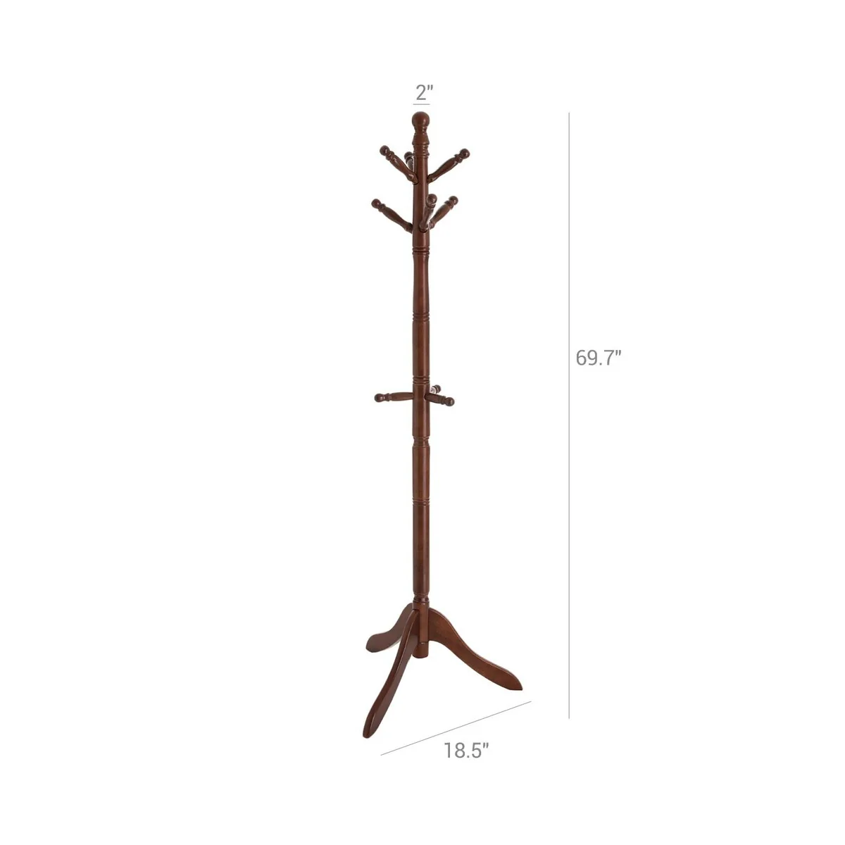 VASAGLE Coat Rack Free Standing, Wooden Hall Tree Coat Hat Tree Coat Hanger Holder Enterway with 10 Hooks
