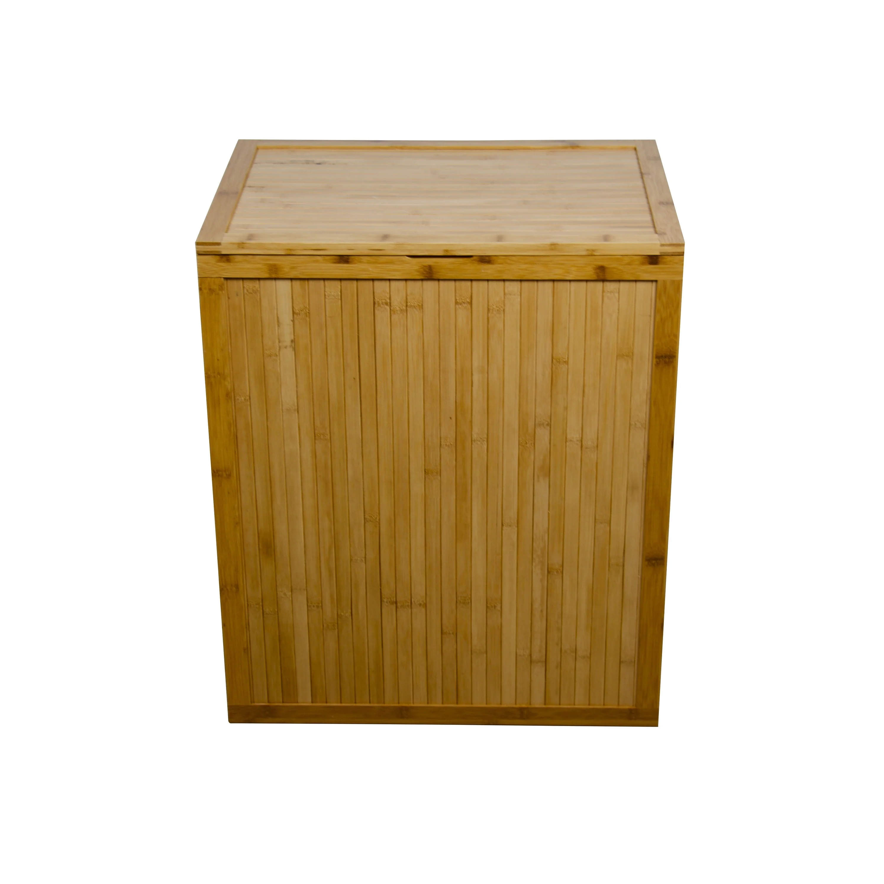 Solid Bamboo Folding Clothes Hamper w/ Removable Laundry Bag