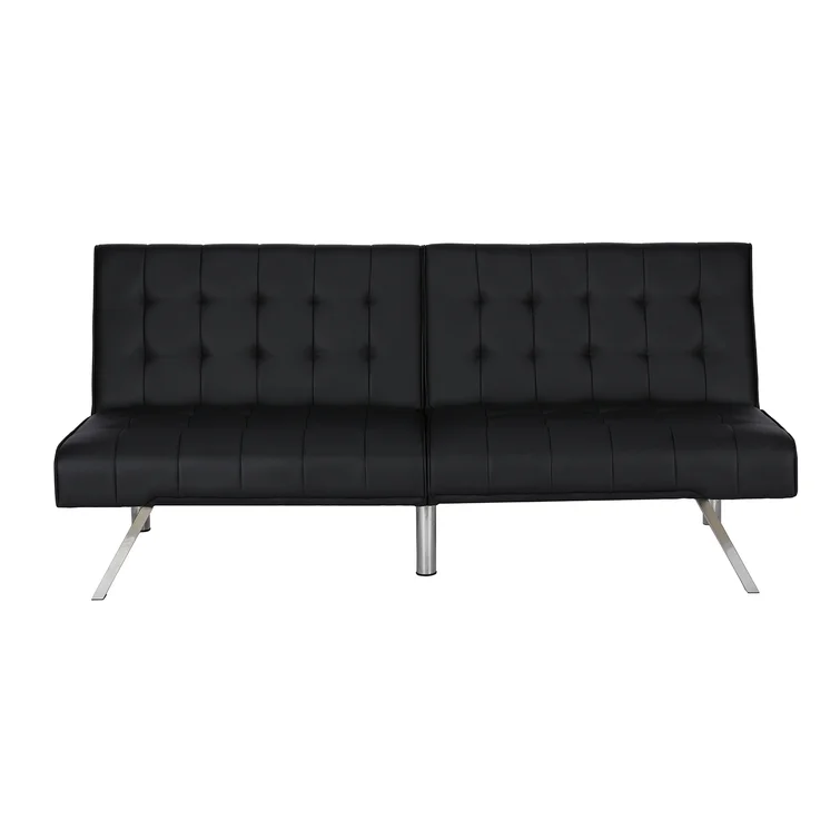 Acquaviva Twin 71'' Faux Leather Tufted Convertible Sofa