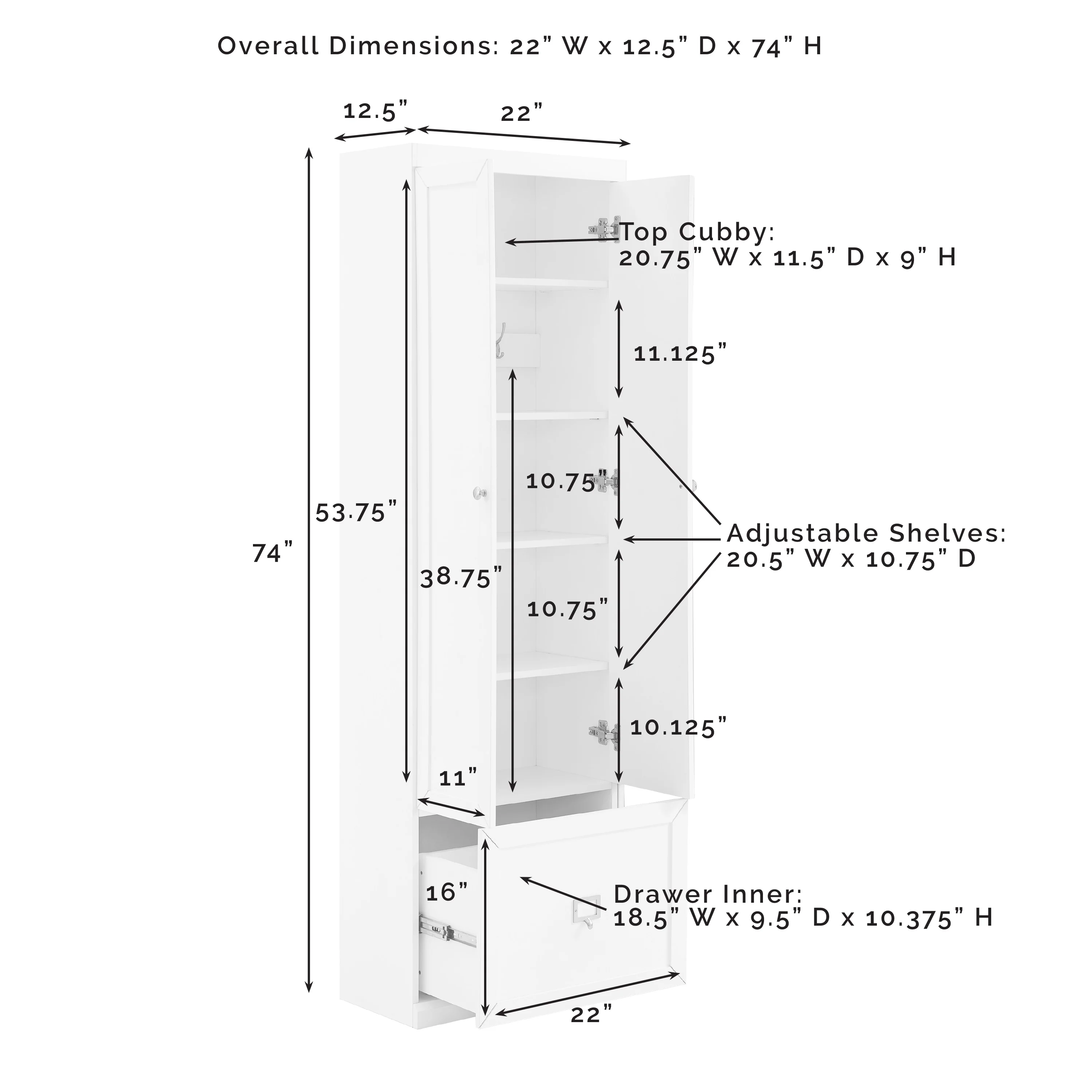 Crosley Harper Convertible Pantry Closet - 12.5