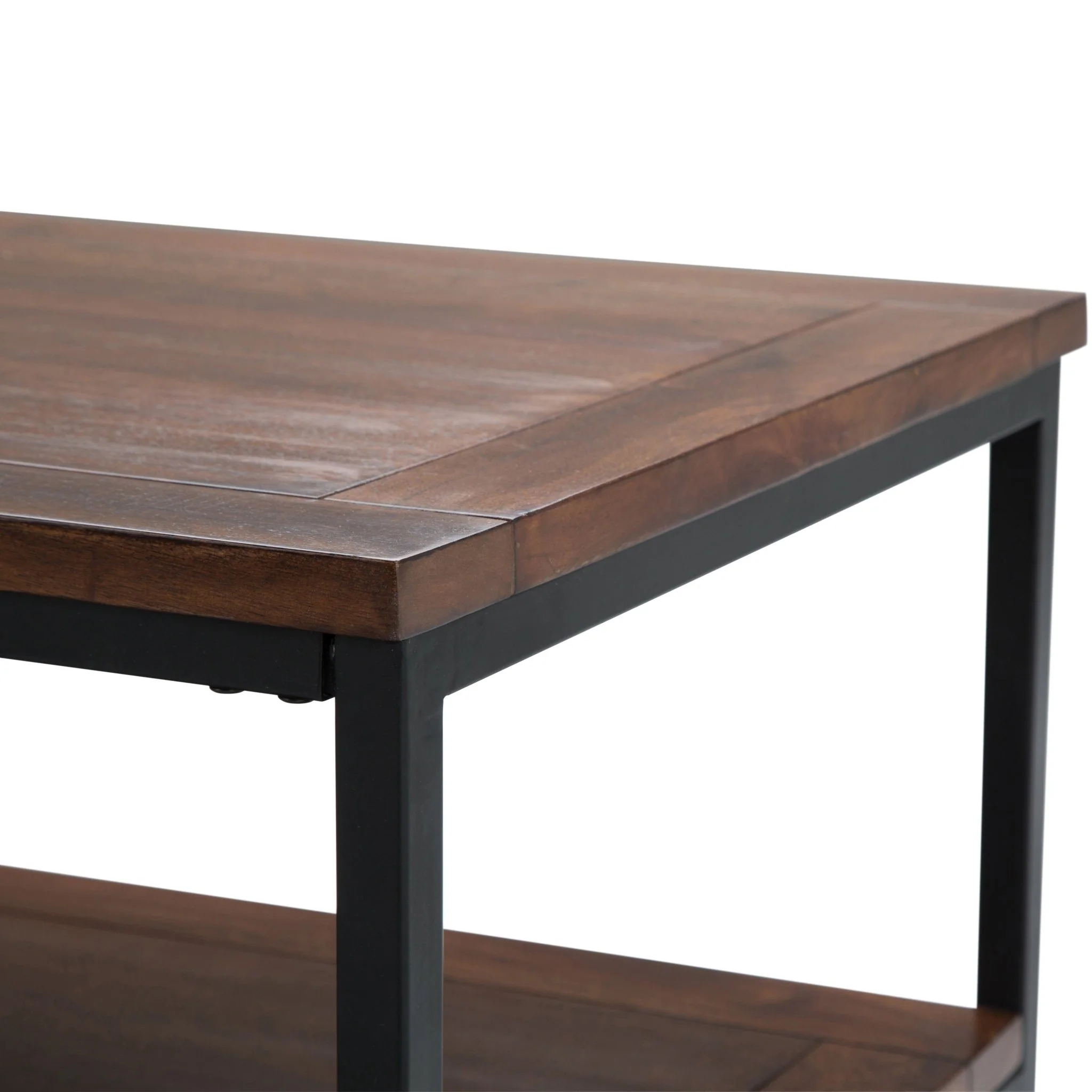 Haloed Rectangular Coffee Table with Open Bottom Shelf and Metal Frame