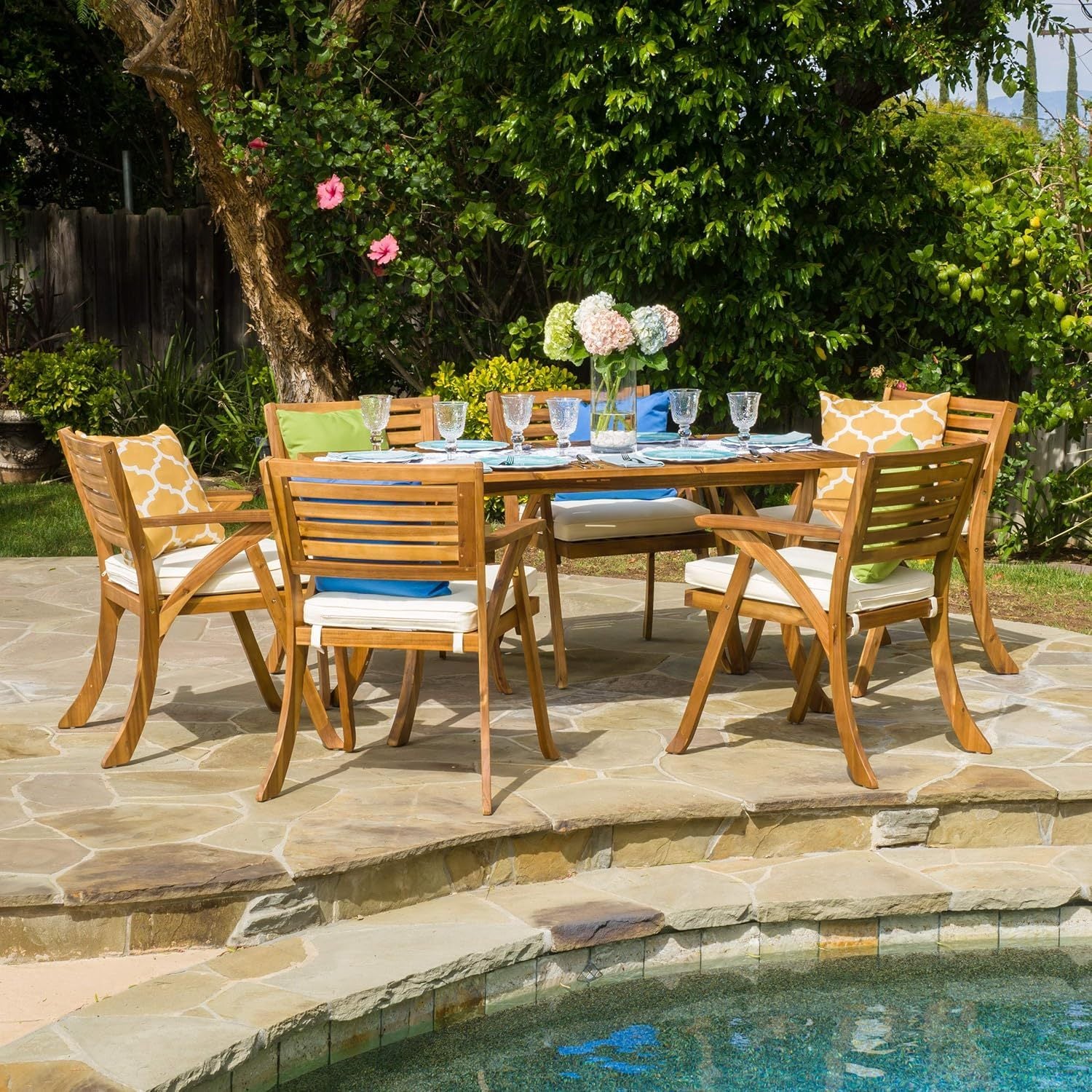 Hermosa 7-Piece Wood Outdoor Dining Set