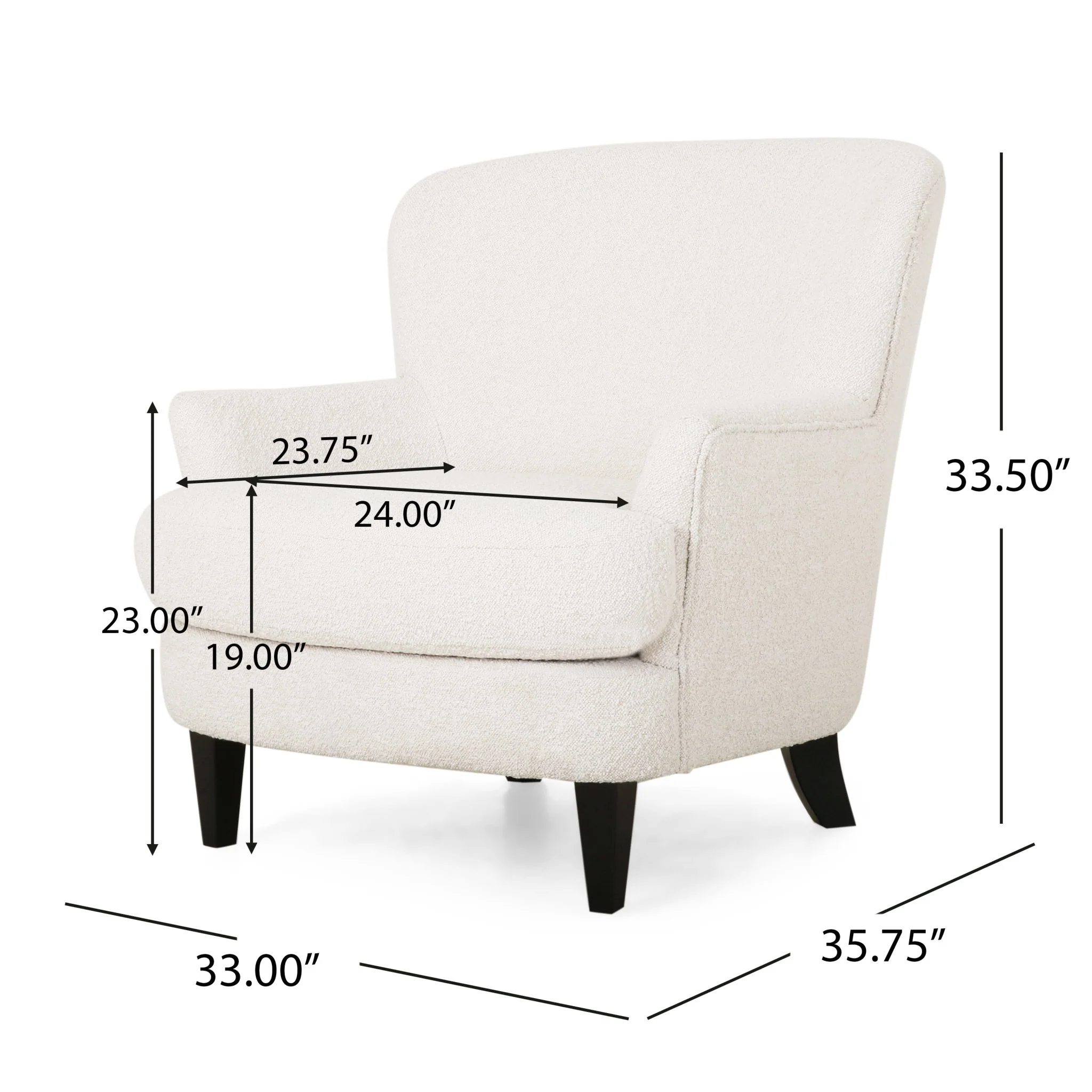 Melodique Boucle Fabric Upholstered Club Chair with Tapered Legs