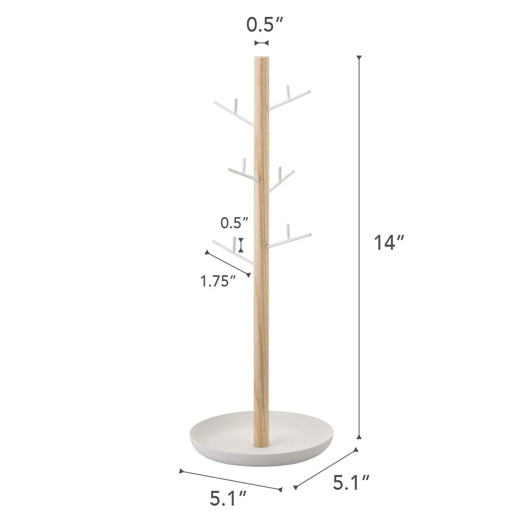 Yamazaki Home Jewelry and Accessory Stand, Steel and Wood - L 5.12 x W 5.12 x H 13.98 inches