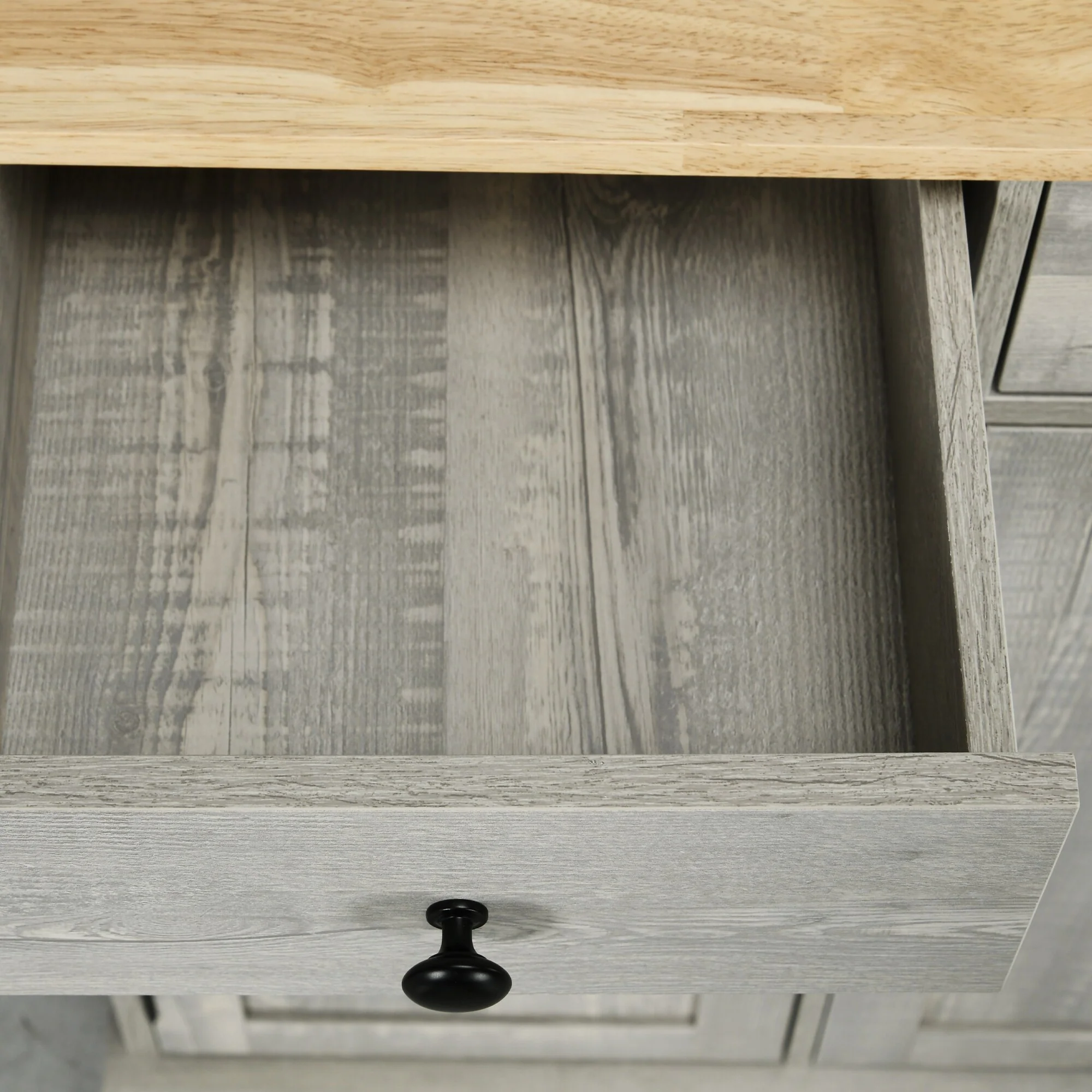HOMCOM Sideboard with Solid Wood Countertop, Modern Kitchen Storage Cabinet, Coffee Bar Cabinet with 3 Drawers