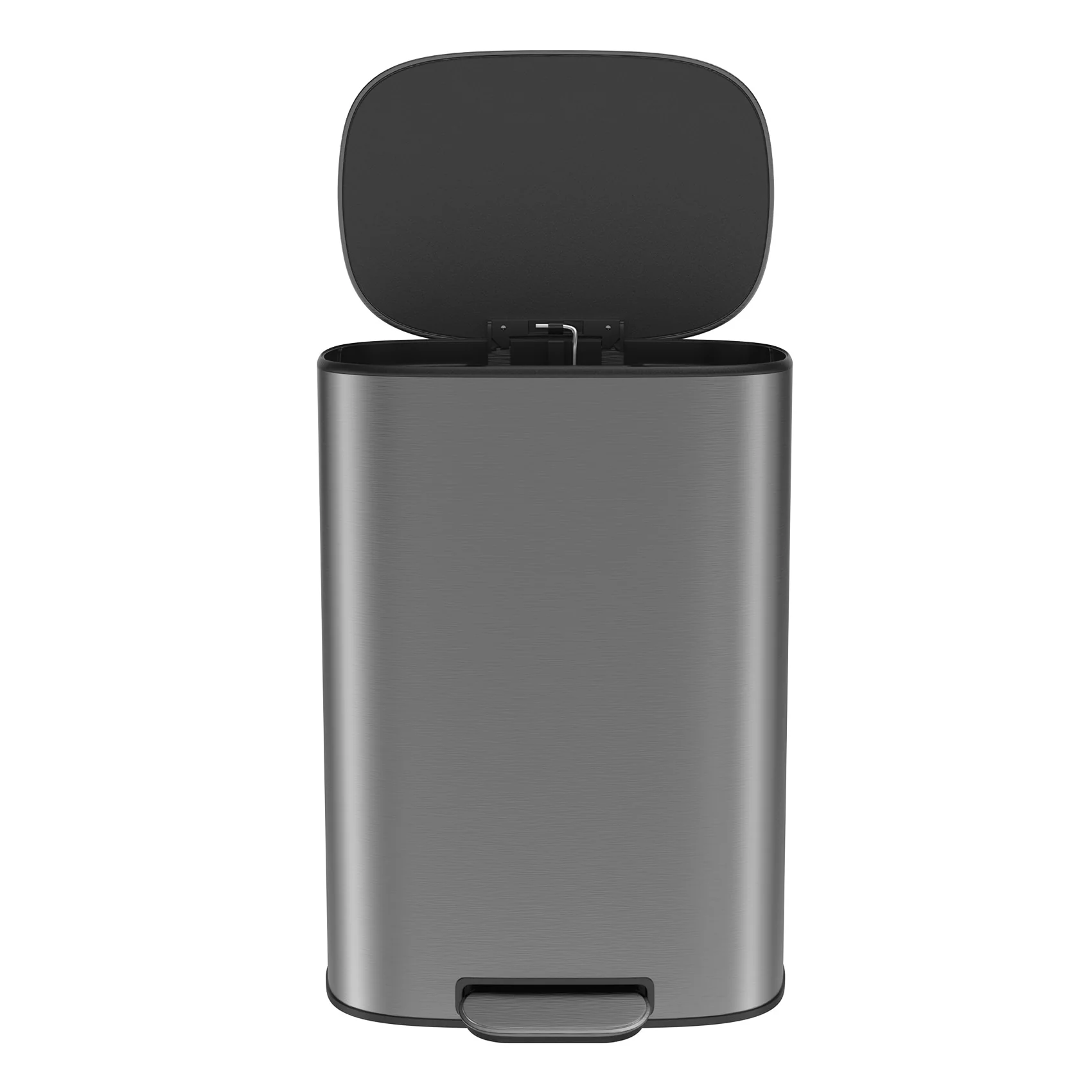 Stainless Steel 13-Gallon Kitchen Trash Can with Foot Pedal and Soft Close Lid