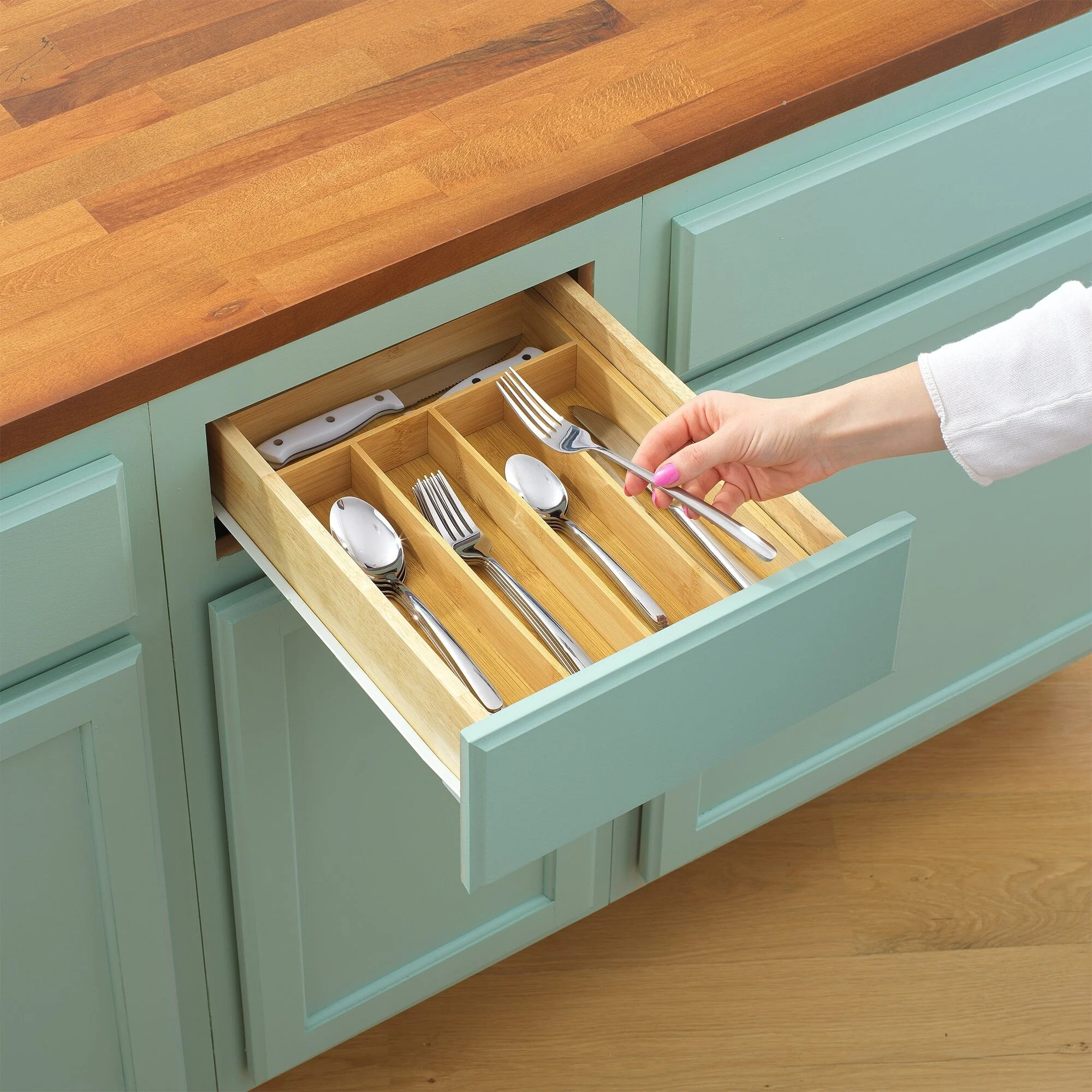 JoyJolt 7 Compartment Bamboo Drawer Organizer