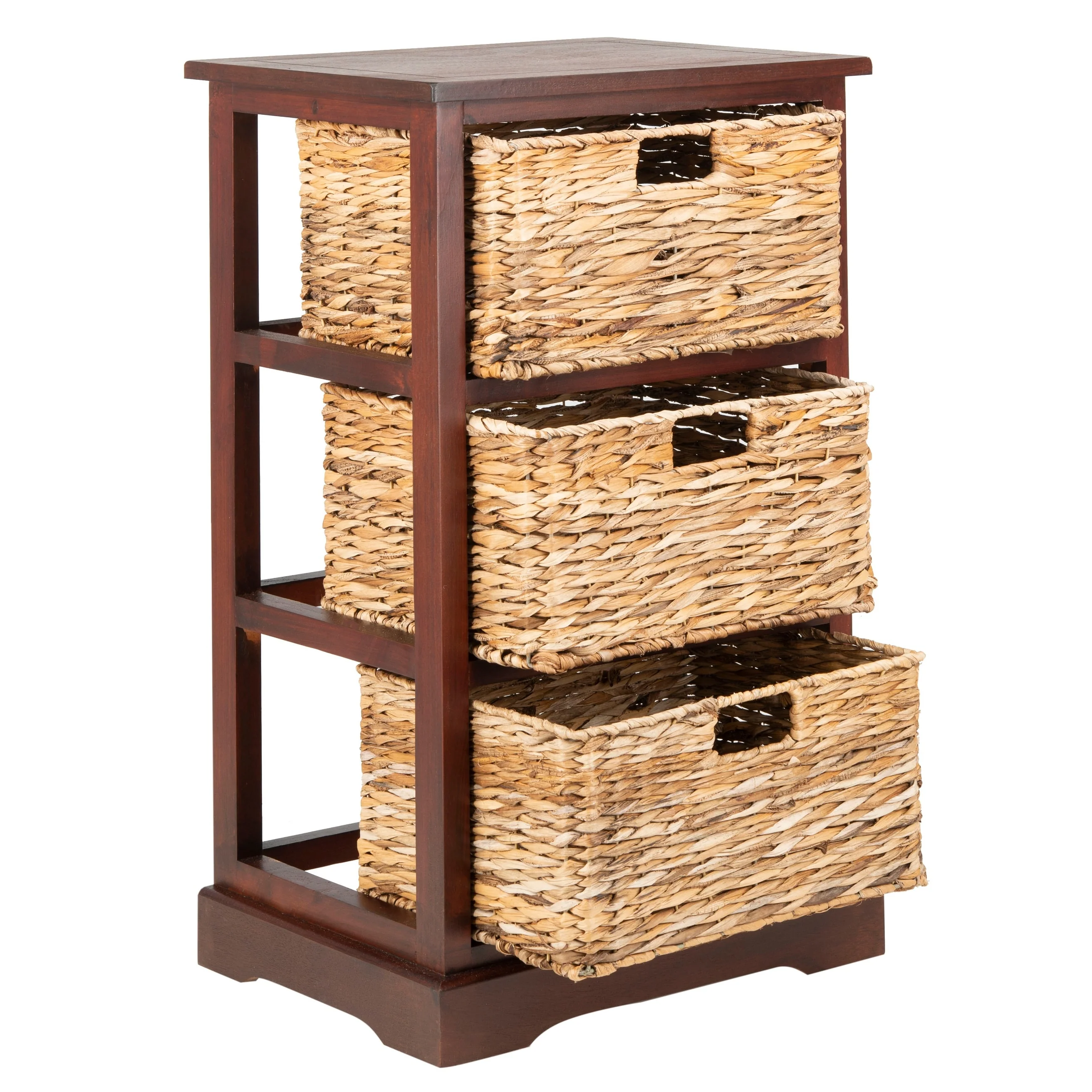 SAFAVIEH Evaline Distressed Black 3 Wicker Basket Storage Unit - 17.3