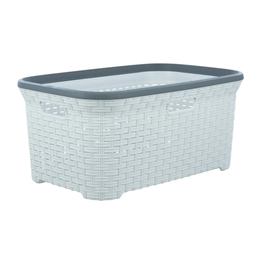 Superio Large Wicker Laundry Basket with Cutout Carry Handles - Capacity: 50l