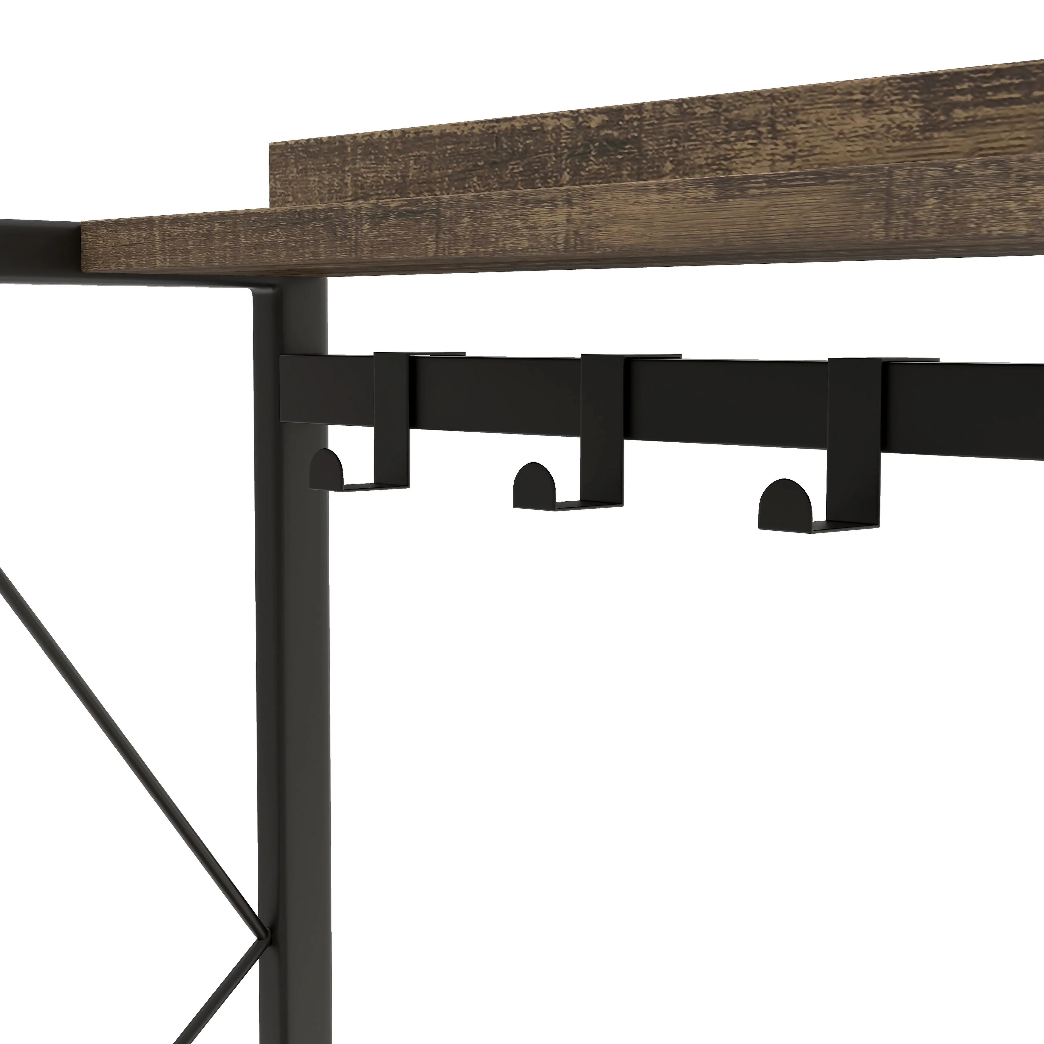 DH BASIC Industrial Reclaimed Oak 67-inch Metal 6-Wine Slots Baker's Rack by Denhour