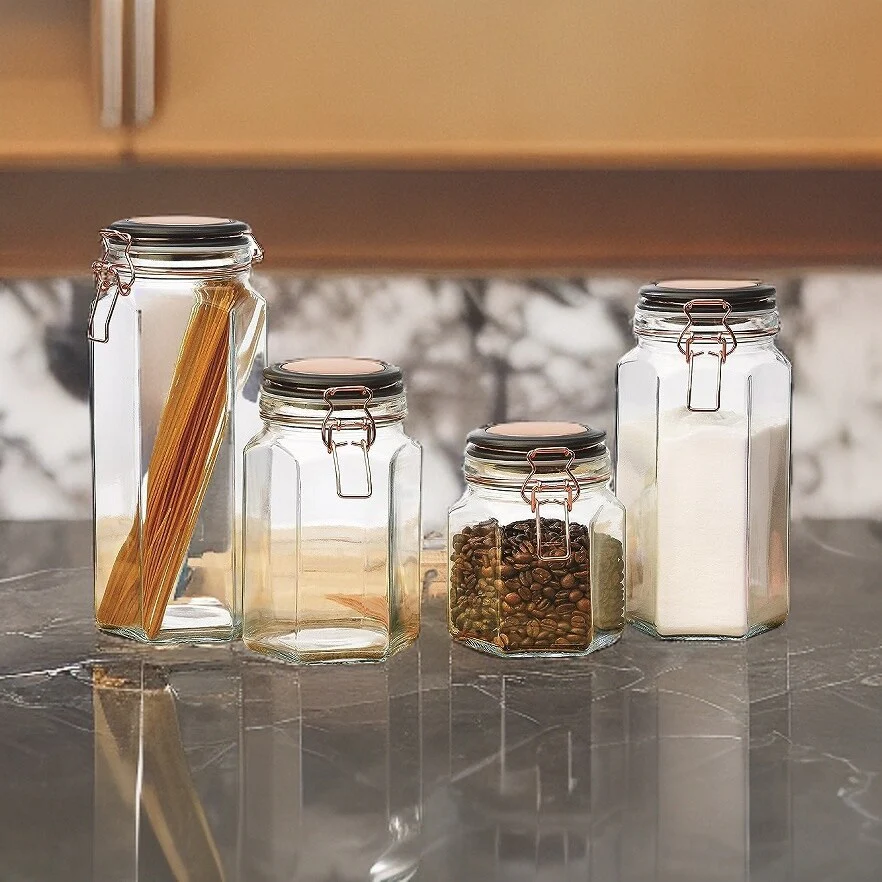 Amici Home Adler Hermetic Canister Jar Hexagon Set of 2