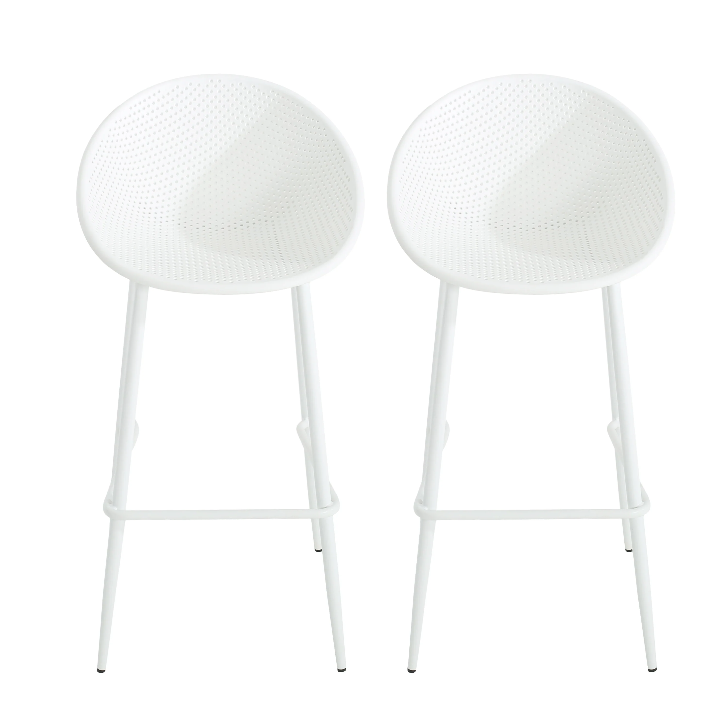 Rhodochrosite Outdoor Bar Stool with Diamond Mesh Pattern and Footrest, Set of 2