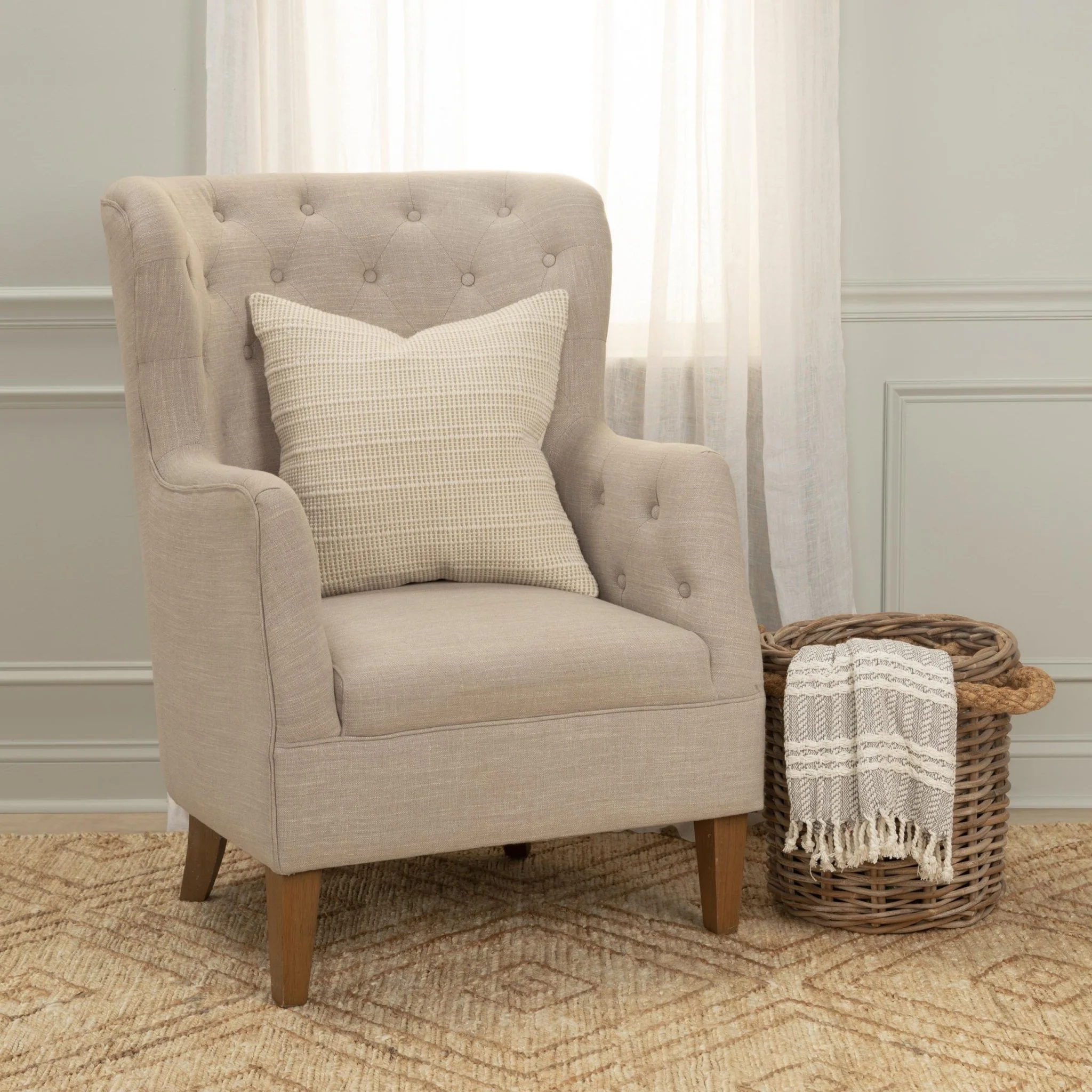 Woven Cotton stripe Decorative Throw Pillow