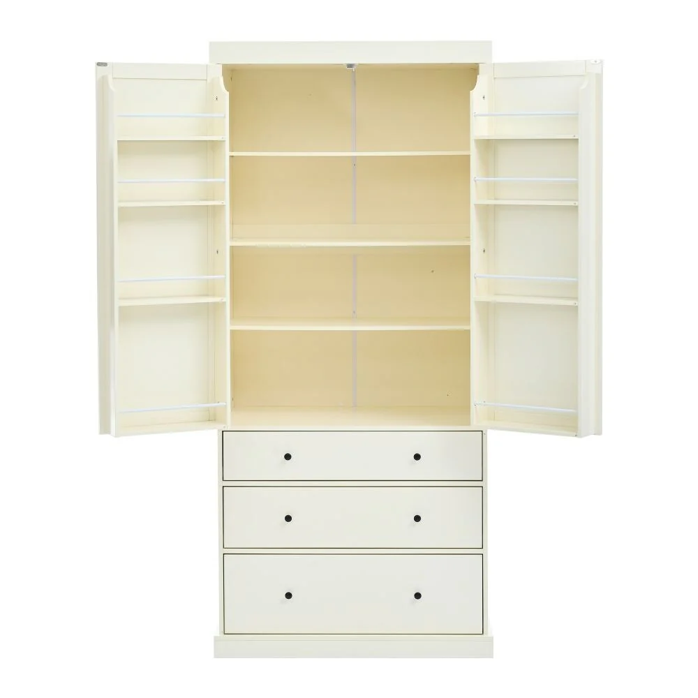 77 Inch Farmhouse Kitchen Pantry, Freestanding Tall Cupboard Storage Cabinet