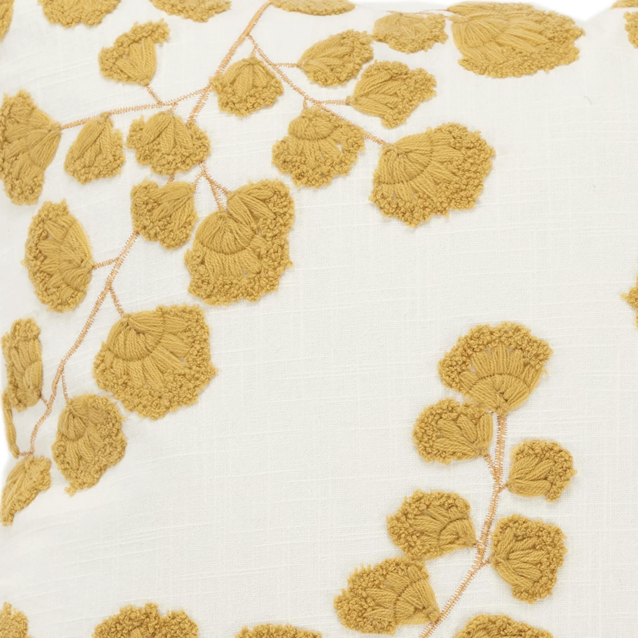 Embroidered Cotton Botanical  Decorative Throw Pillow