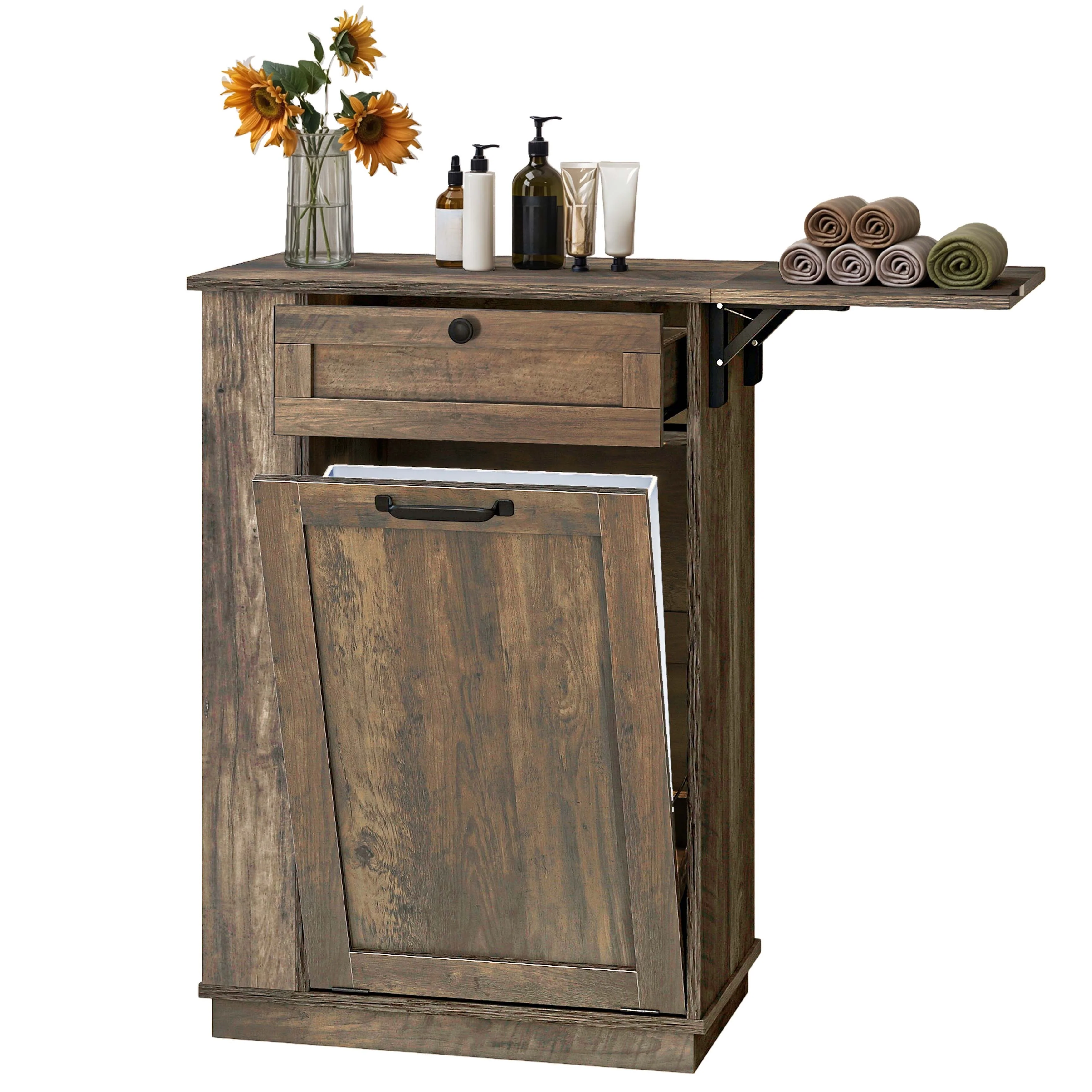 Hidden Trash Can Cabinet Tilt Out Trash Bin Cabinet With Drawer