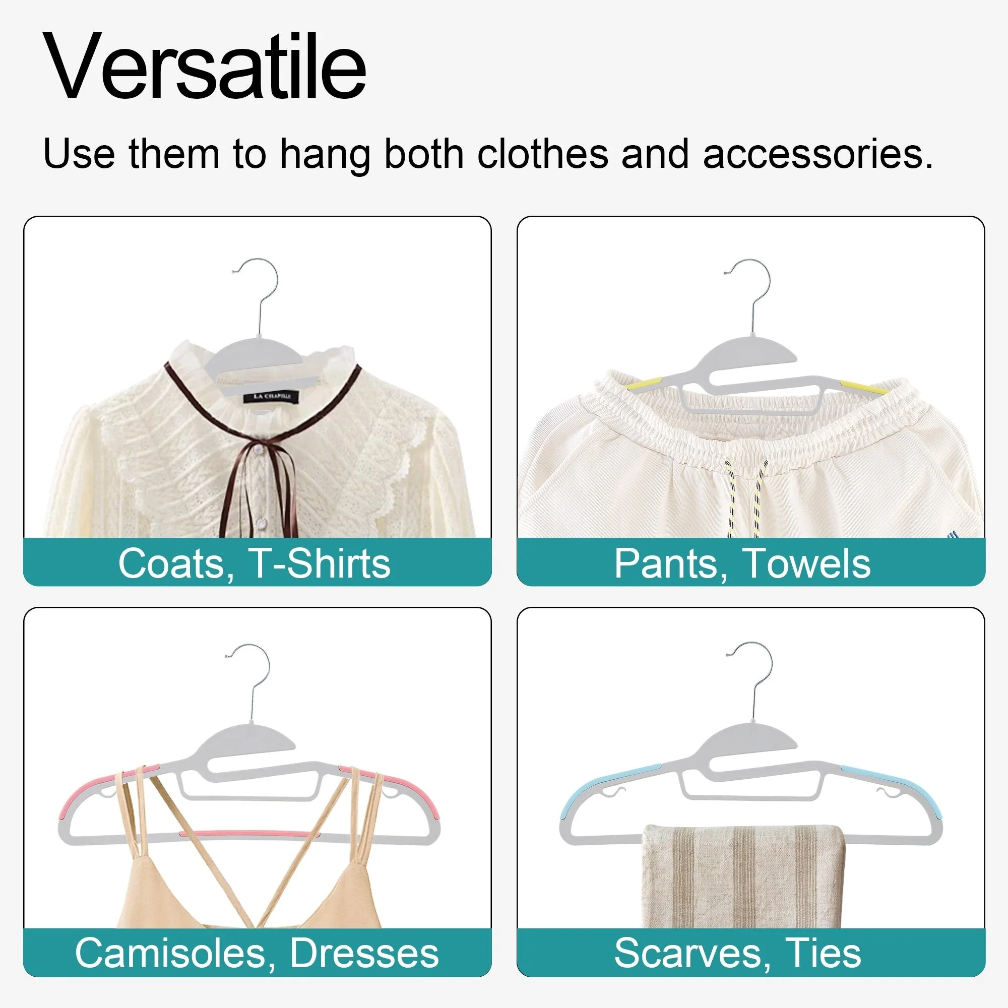 Non-Slip Plastic Clothes Hangers with clips Heavy Duty Dry Wet Clothes Hangers Space-Saving Swivel Hook