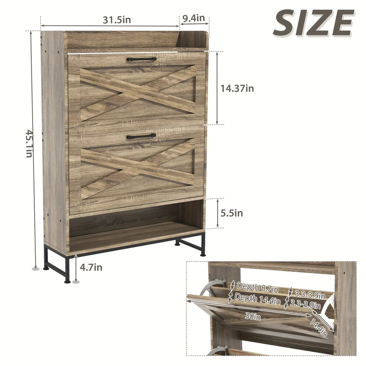 24 Pair Shoe Storage Cabinet