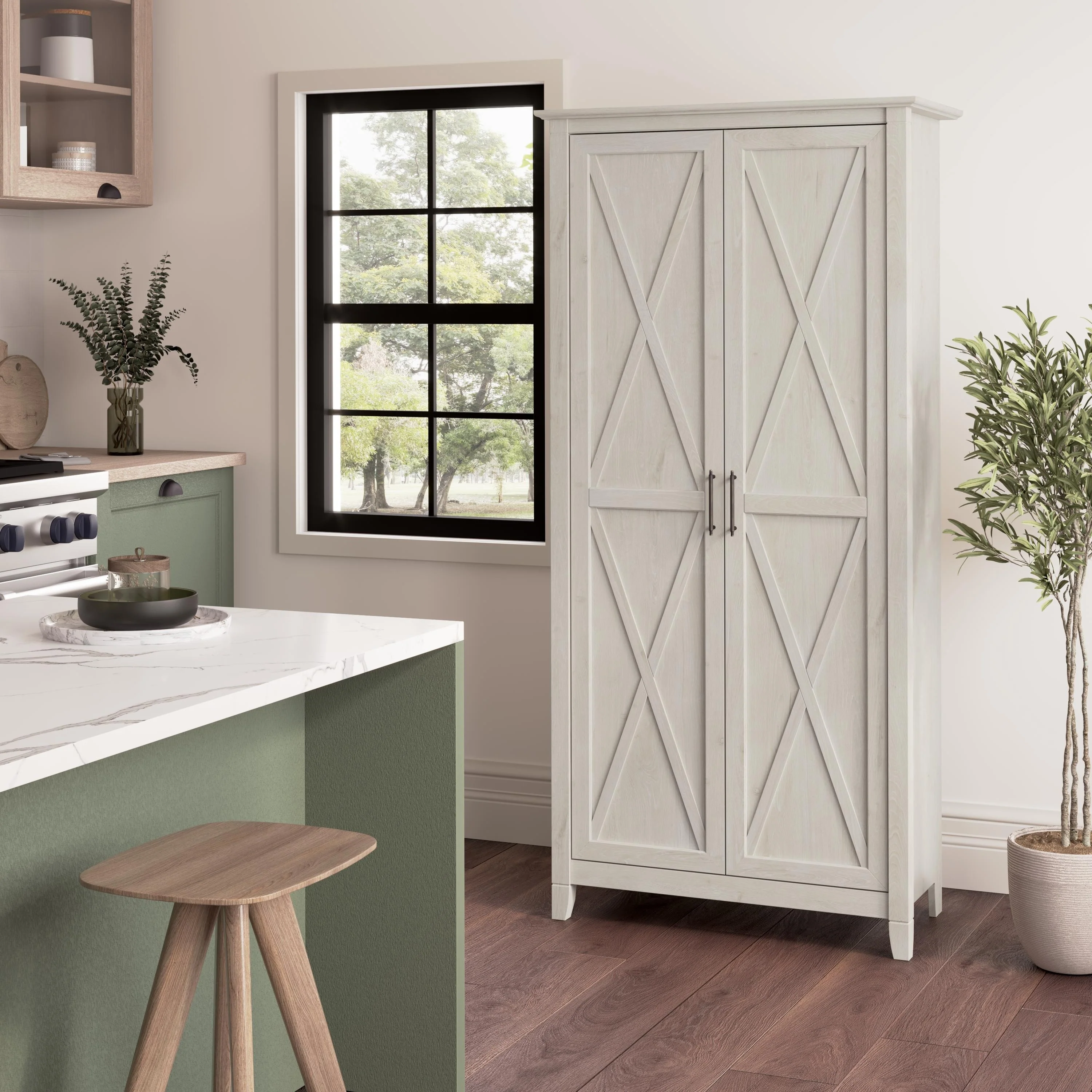 Key West Tall Kitchen Pantry Cabinet with Doors by Bush Furniture