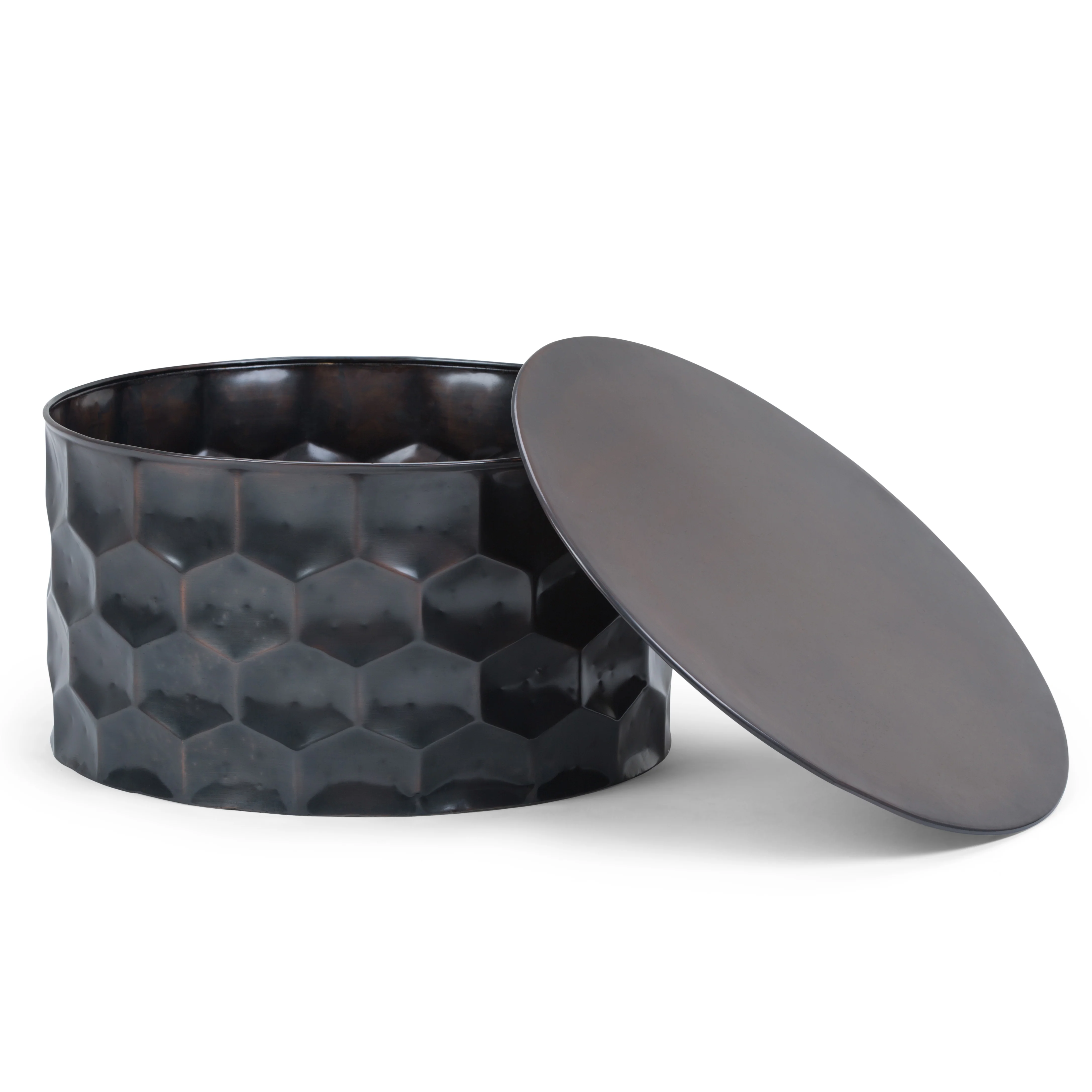 Metal Coffee Table with Removable Round Top and Honey Comb Design